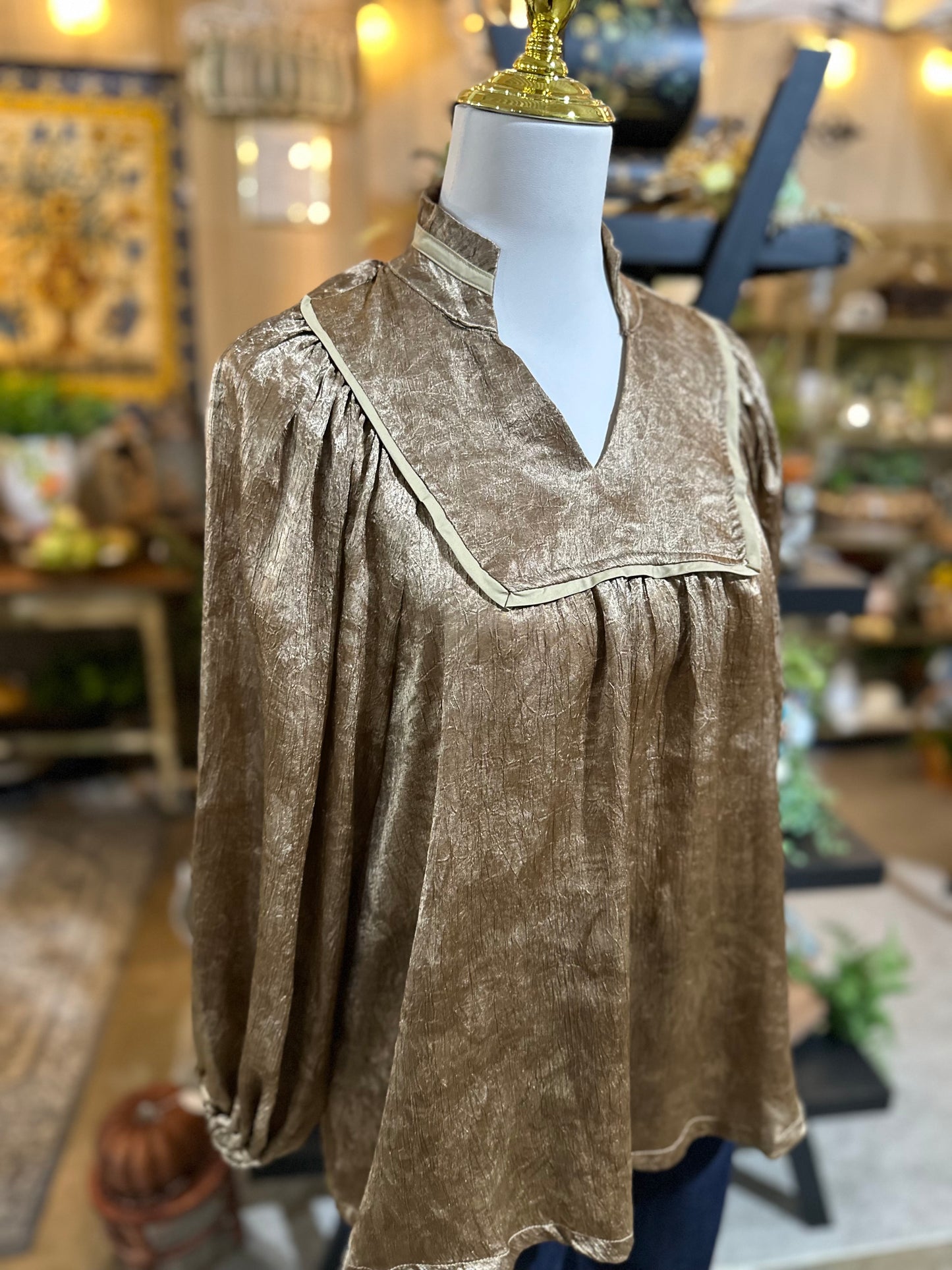 Umgee Brocade Top in Brown