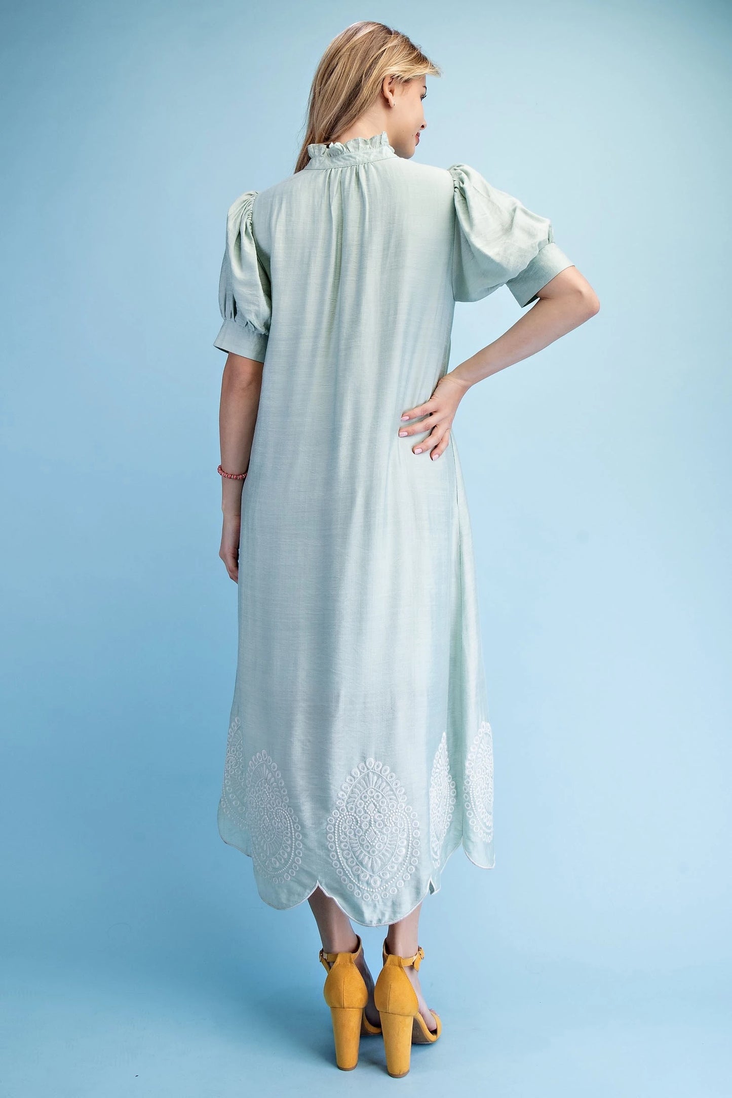 GiGiO Pistachio Embroidered Dress
