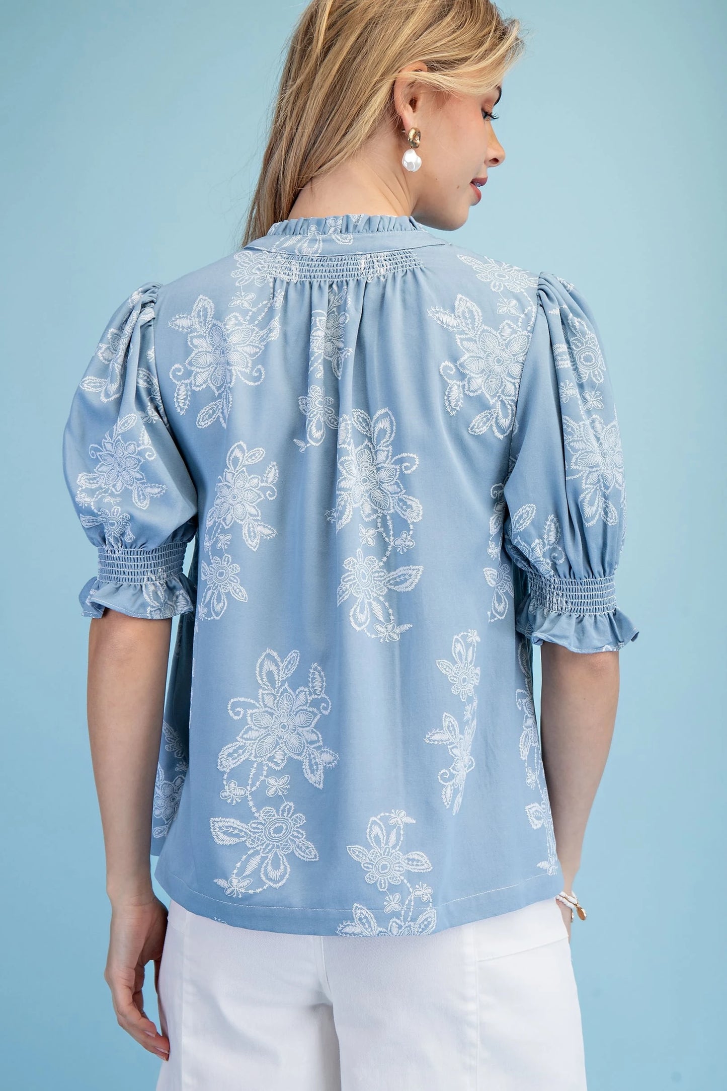 GiGiO Chambray Floral Top