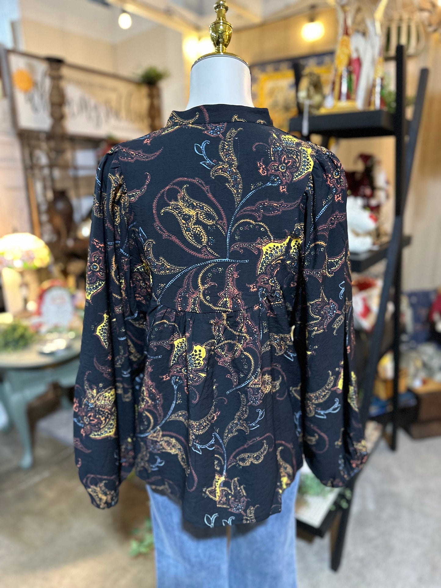 Umgee Mix Paisley Print Boho Blouse