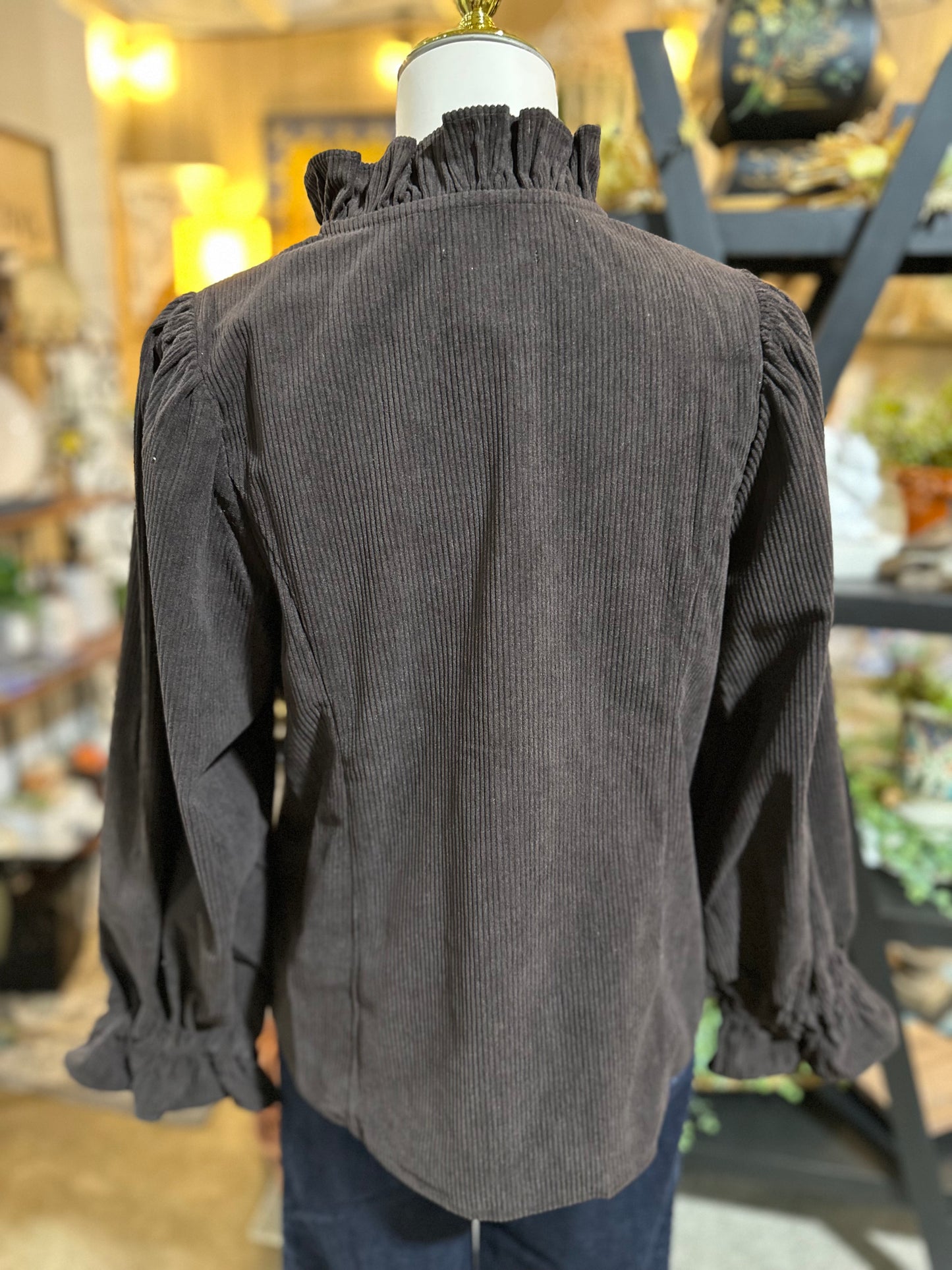 Umgee Chocolate Corduroy Blouse