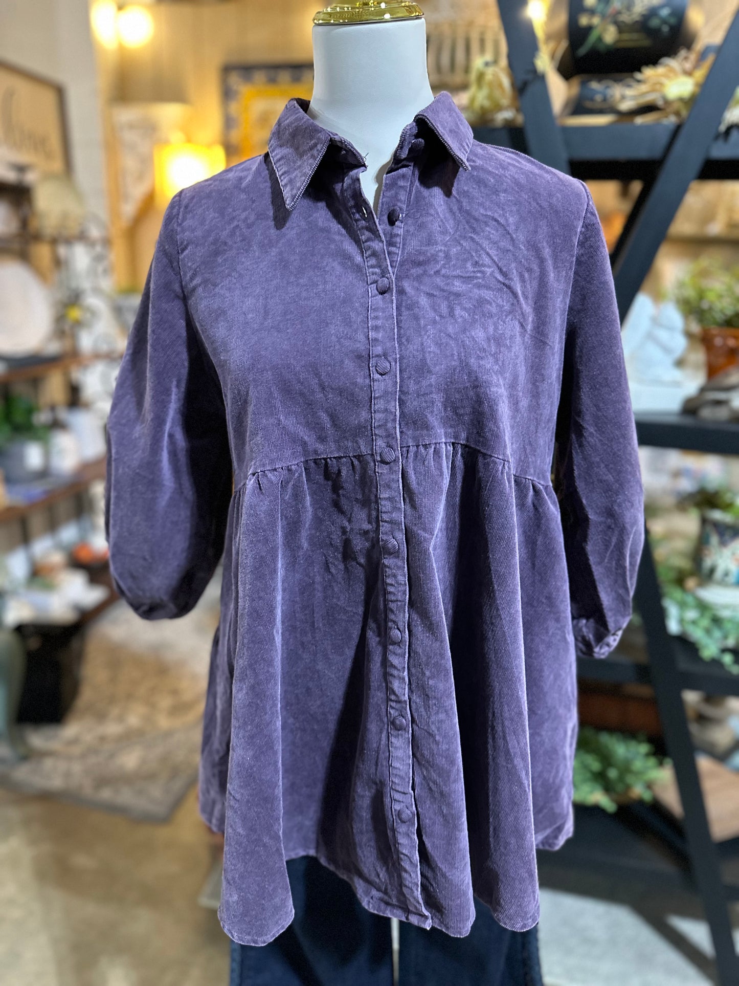 Umgee Eggplant Corduroy Tunic