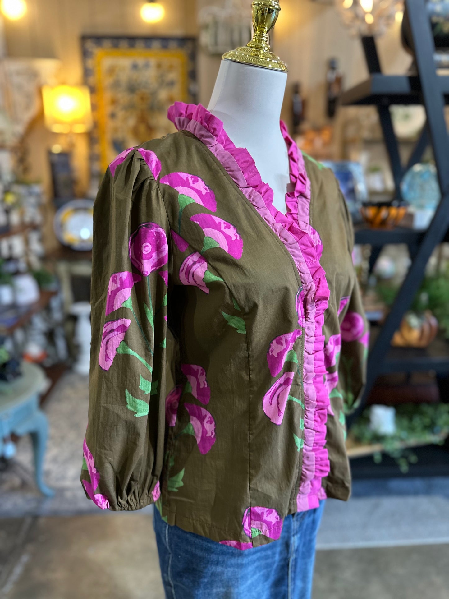 Umgee Floral Ruffle Top