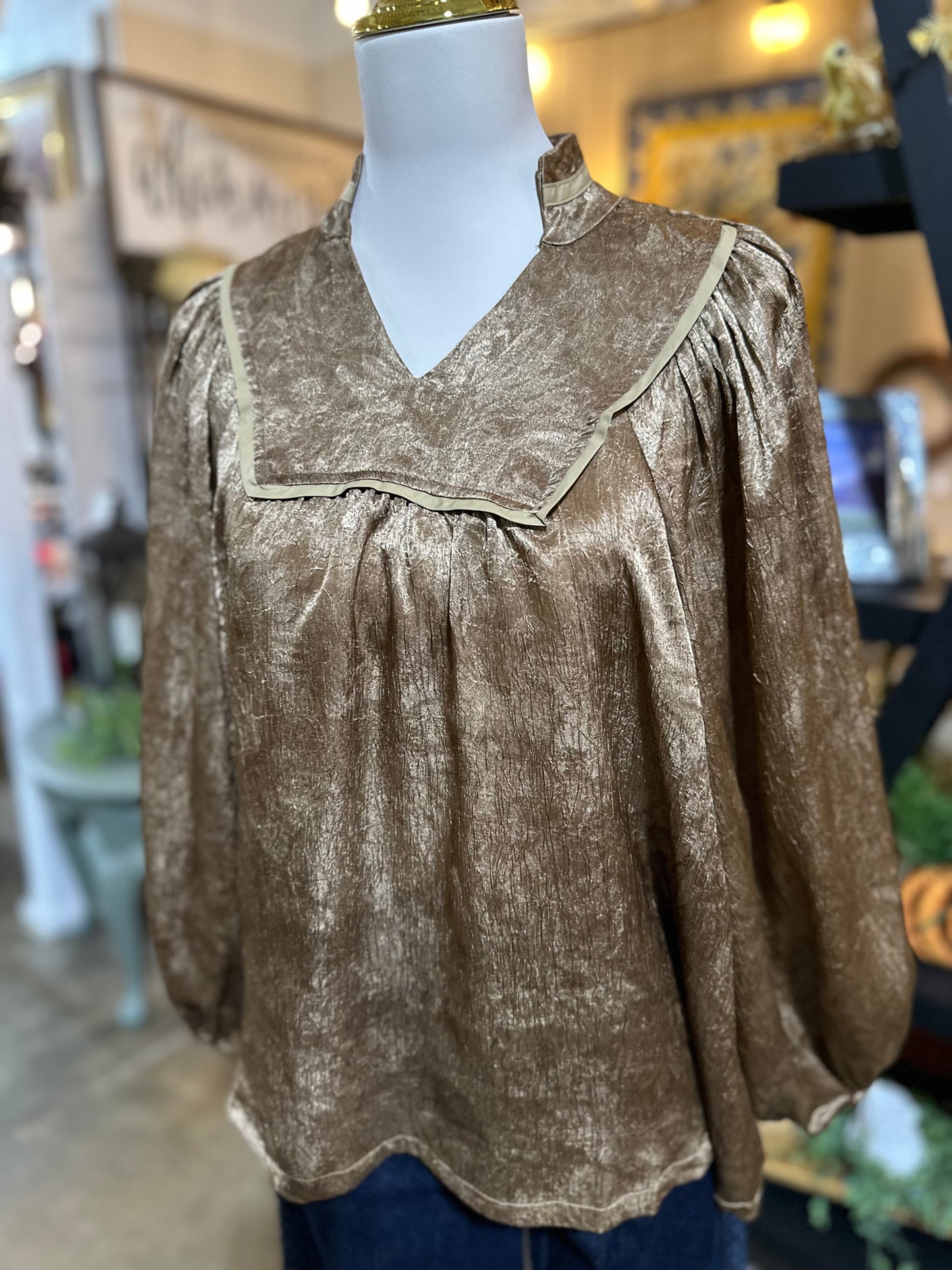 Umgee Brocade Top in Brown