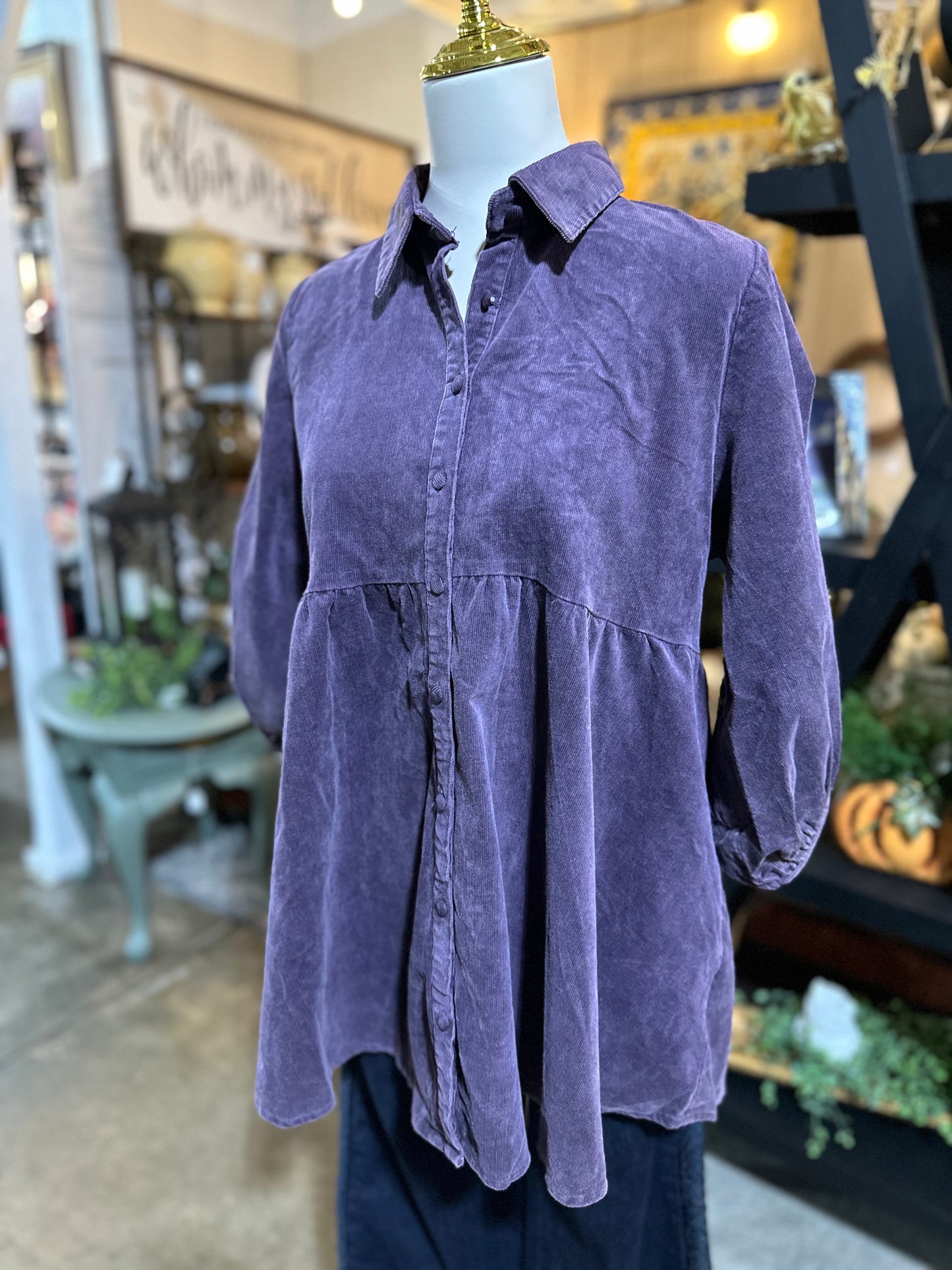 Umgee Eggplant Corduroy Tunic