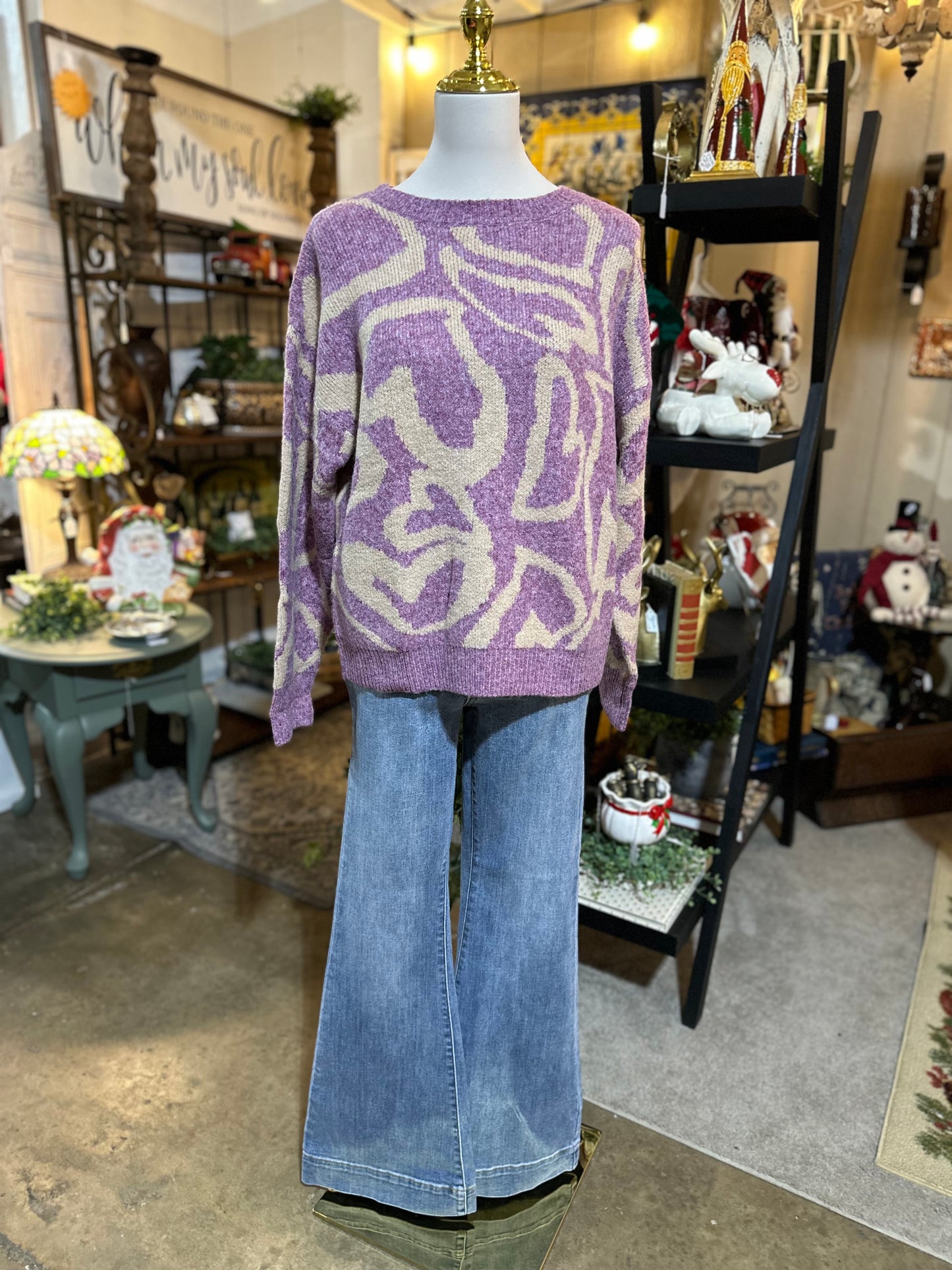 Umgee Heart Print Sweater