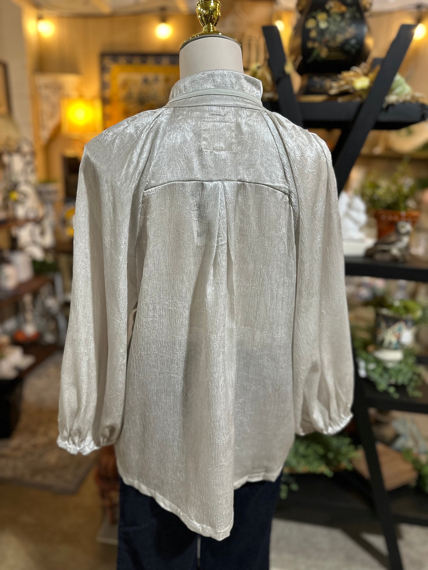Umgee Brocade Top in Silver