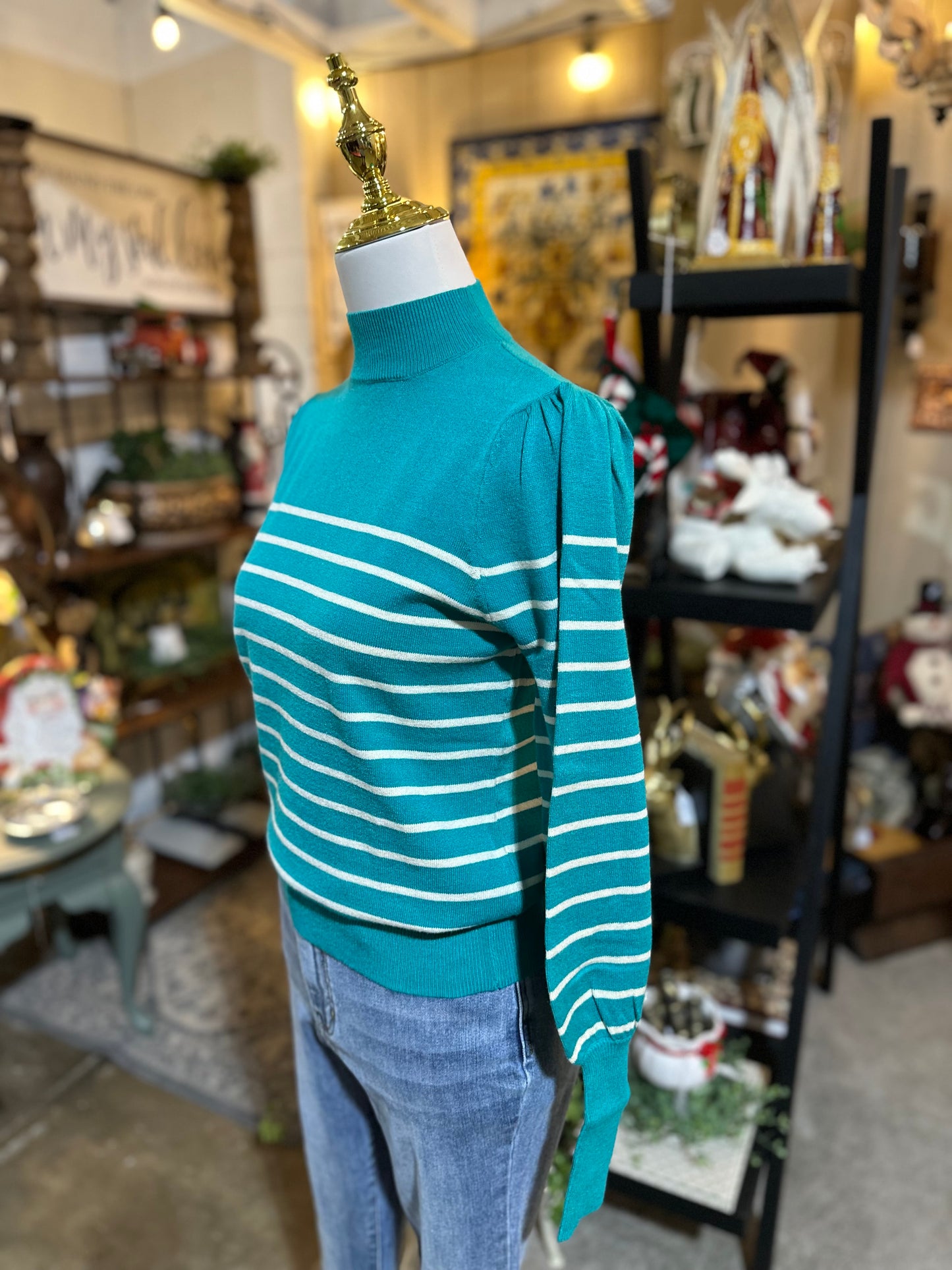 Umgee Mock Neck Sweater in Jade