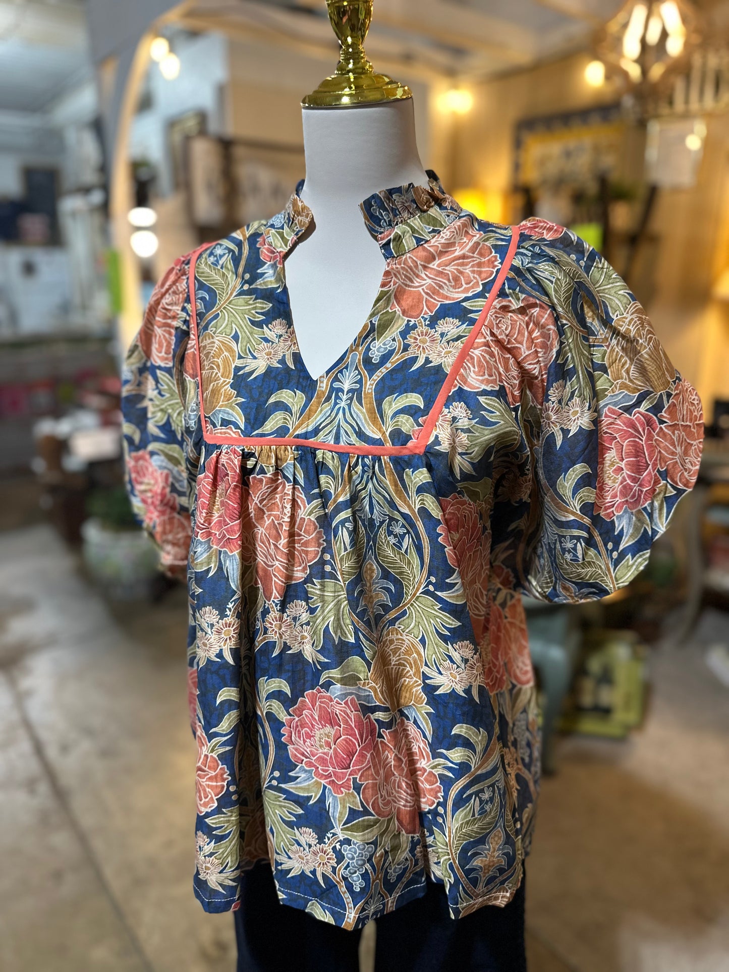 Umgee Floral Peasant Blouse