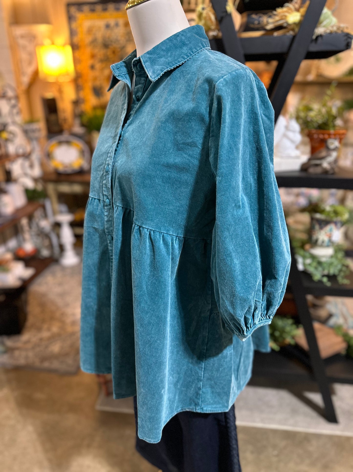 Umgee Teal Corduroy Tunic