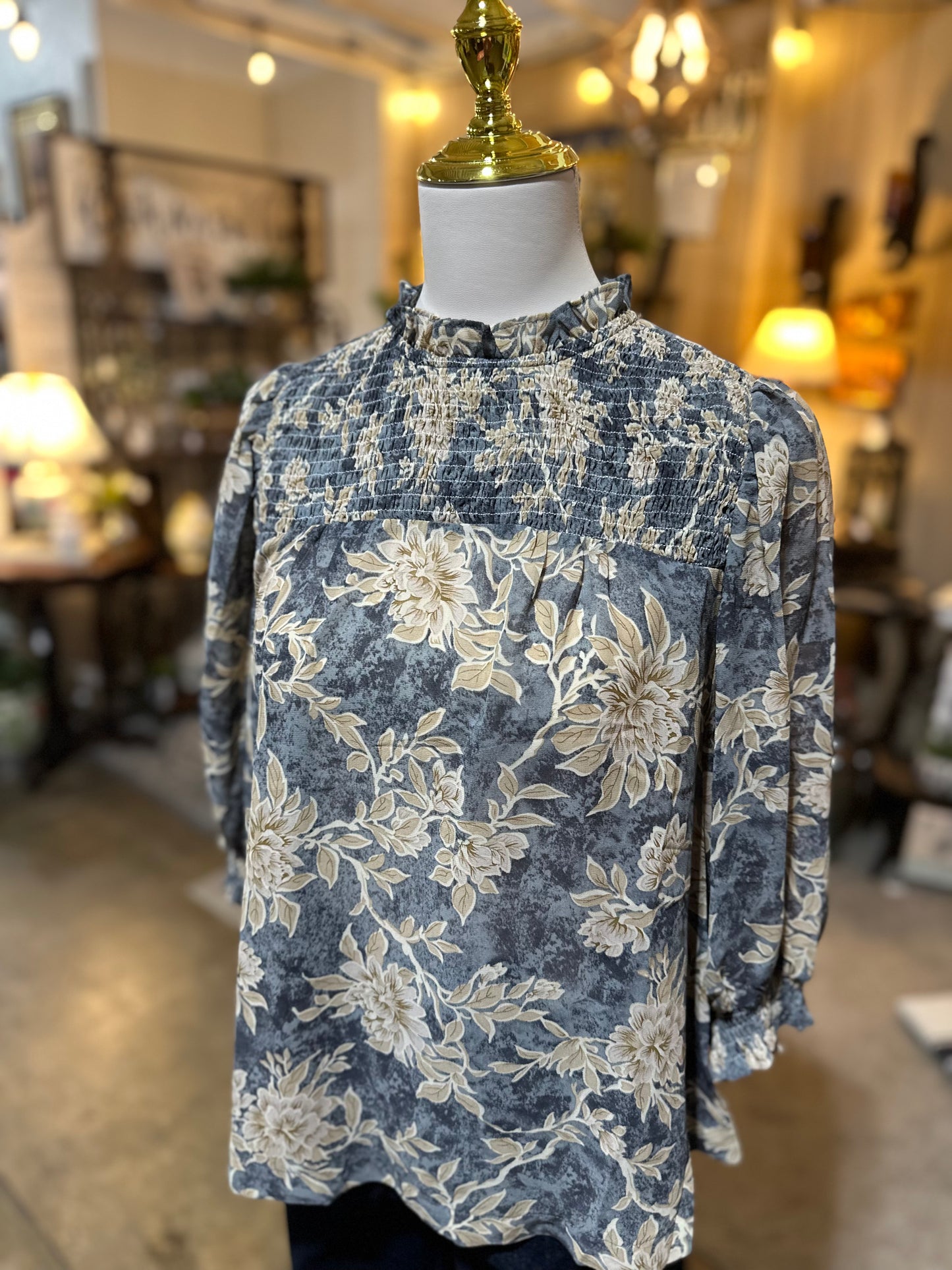 Umgee Smocked Floral Blouse