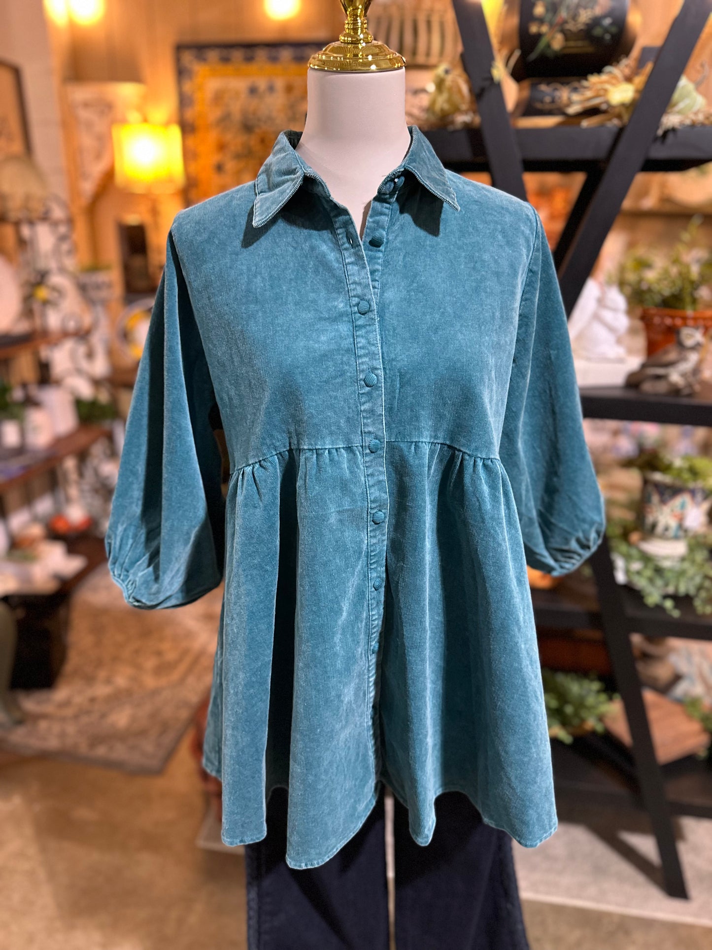 Umgee Teal Corduroy Tunic