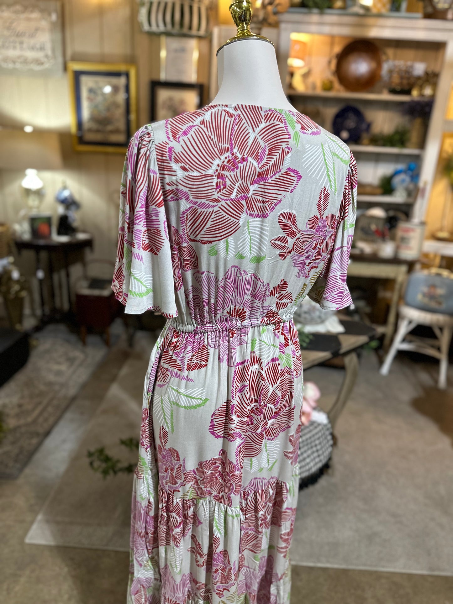 Jodifl Grey Floral Maxi Dress