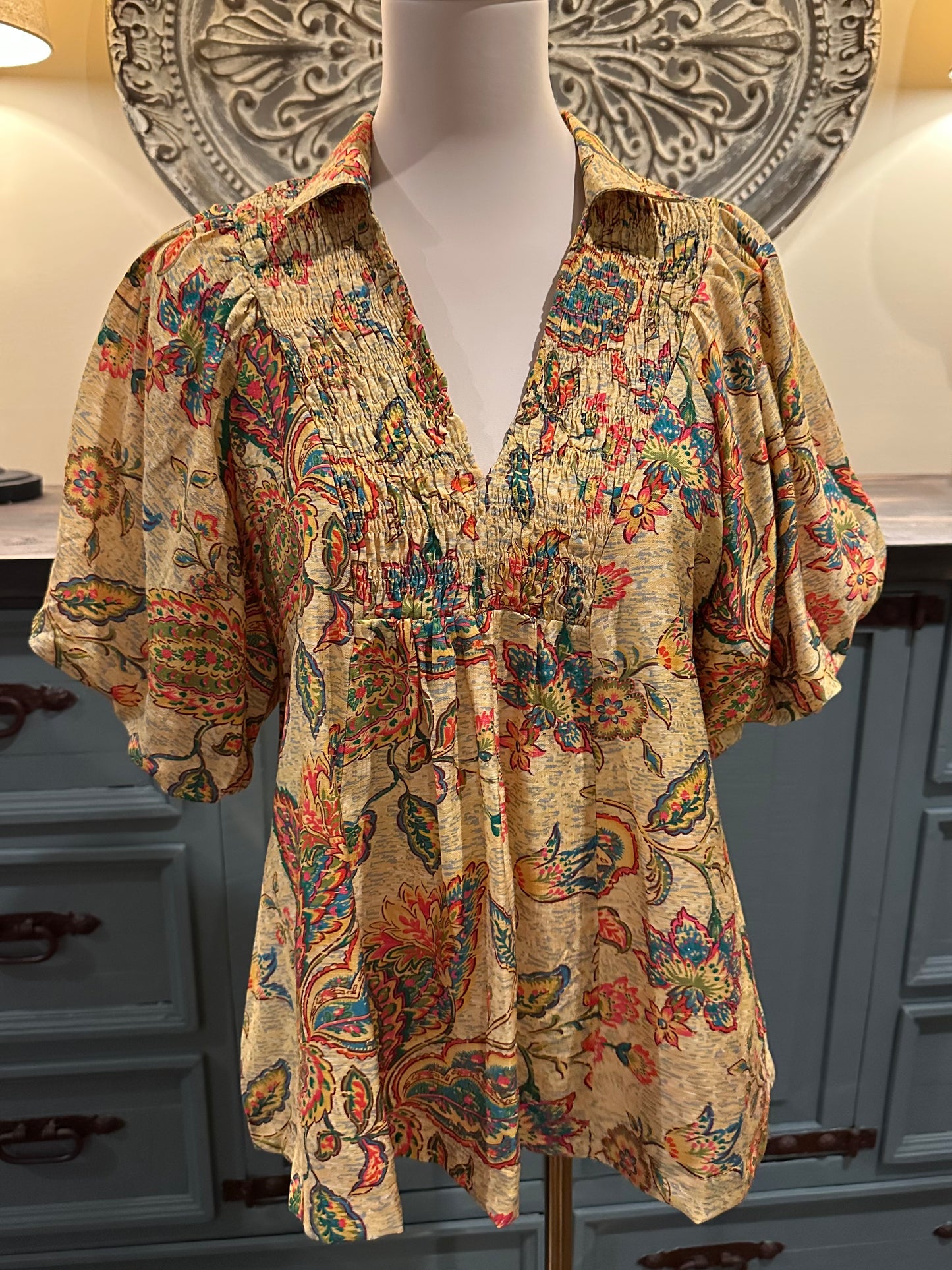 Umgee Paisley Top in Honey Mix