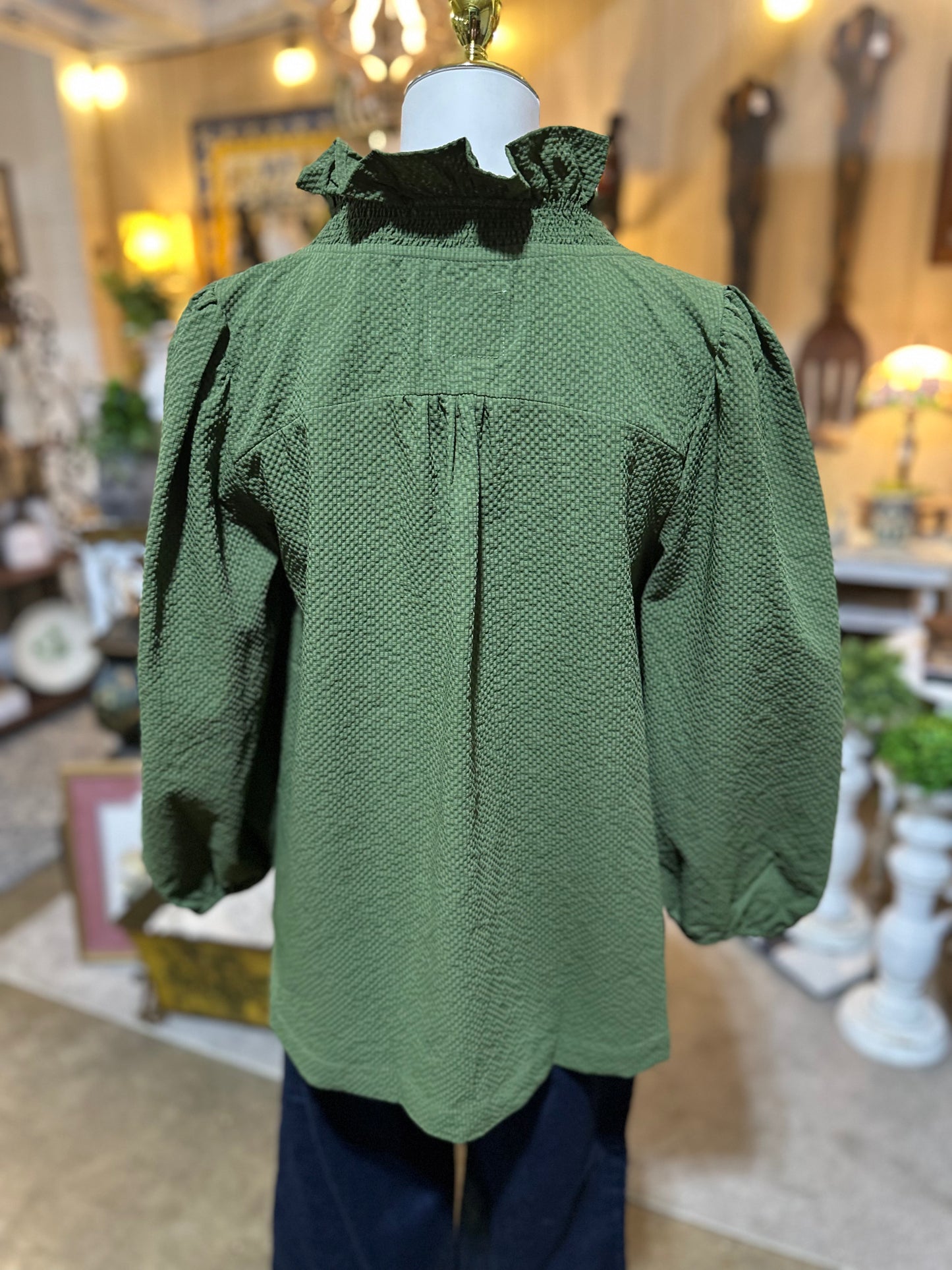 Umgee Textured Ruffle Blouse