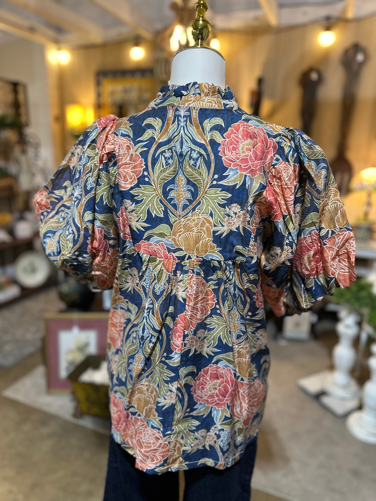 Umgee Floral Peasant Blouse