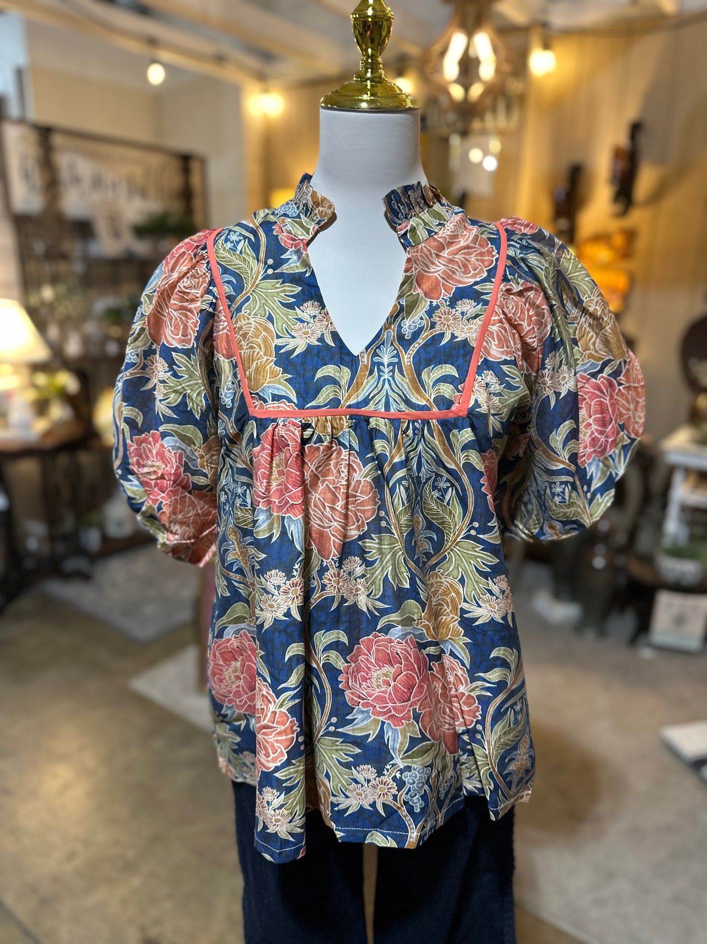 Umgee Floral Peasant Blouse