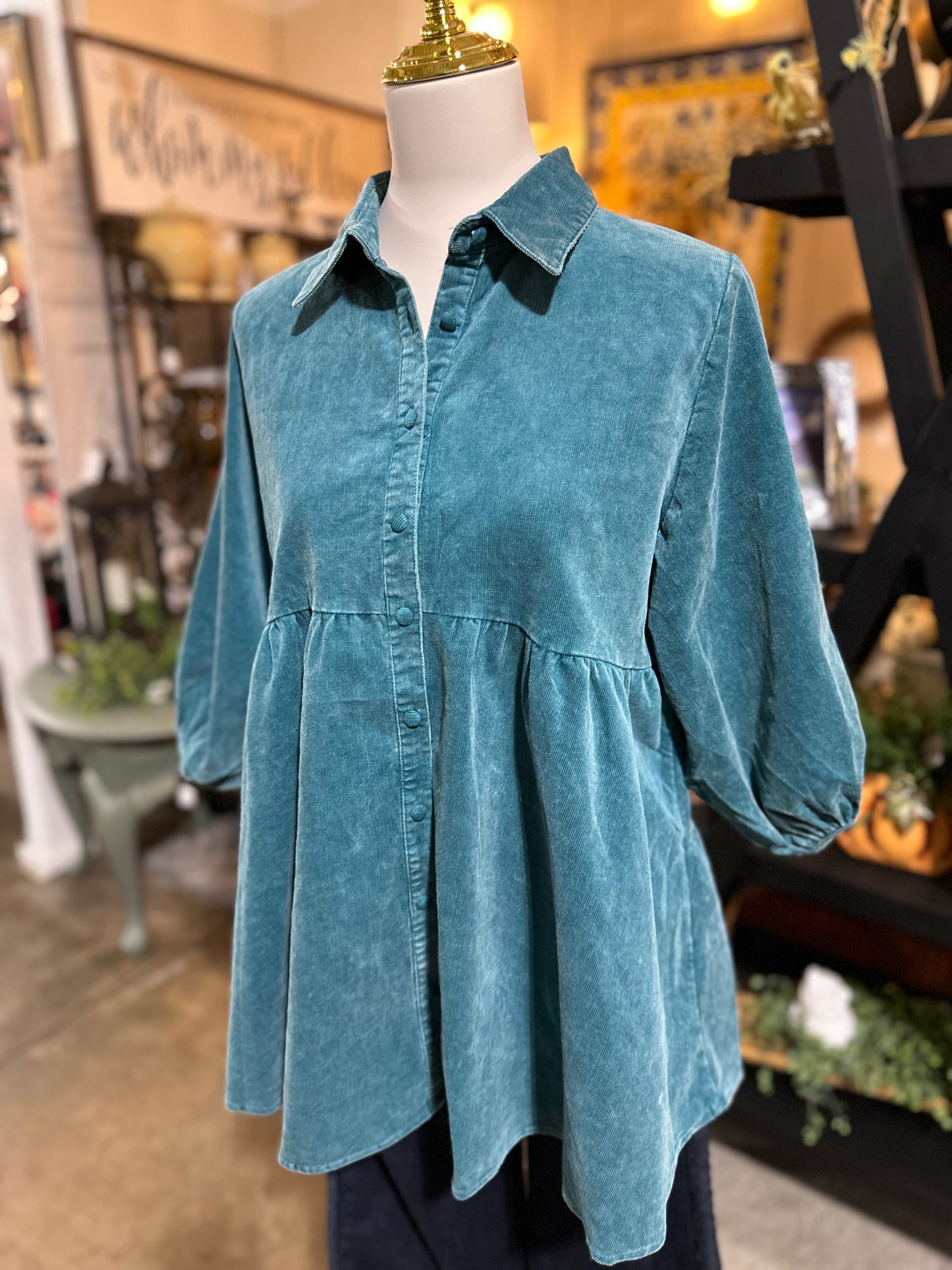 Umgee Teal Corduroy Tunic