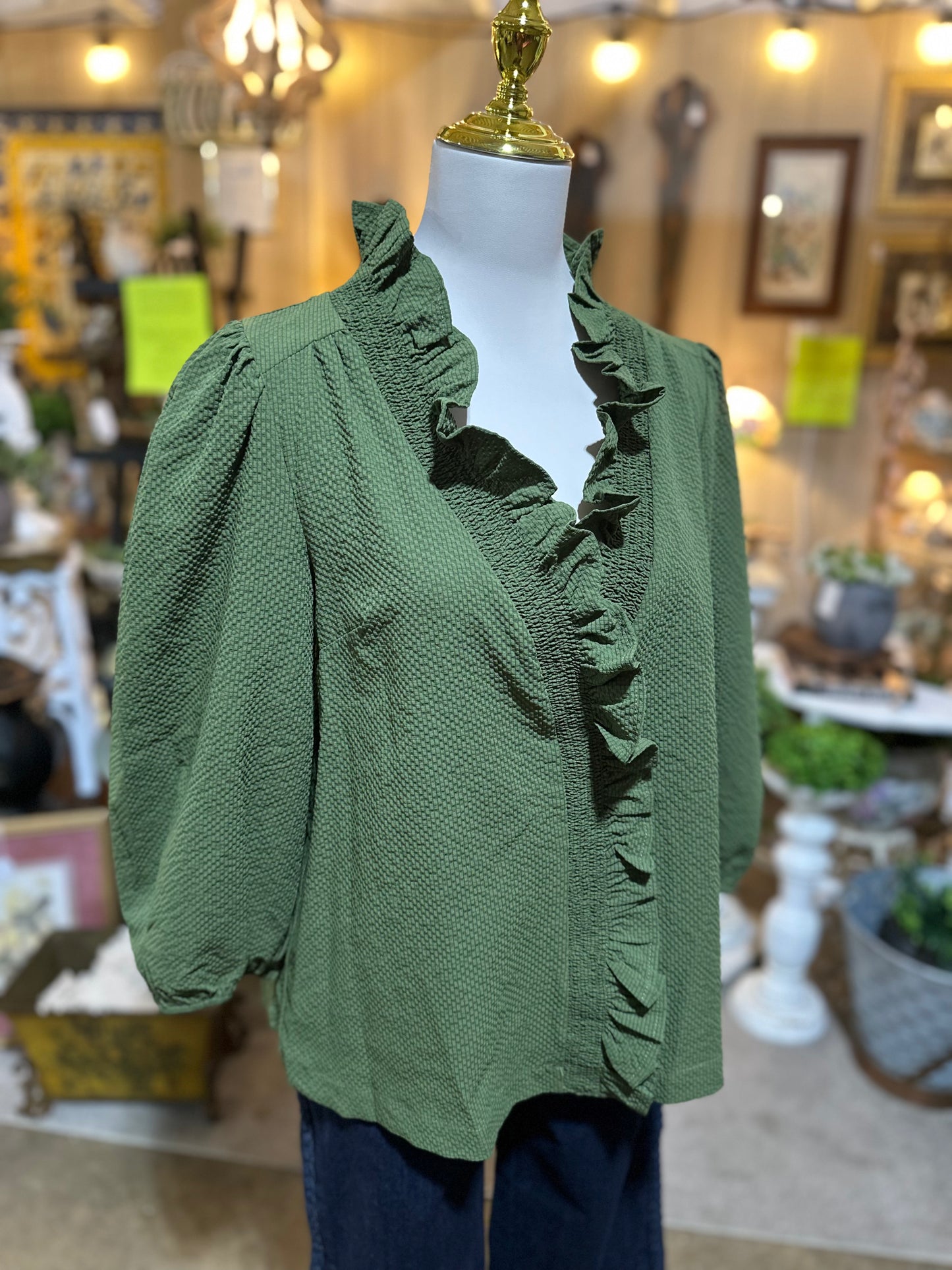 Umgee Textured Ruffle Blouse