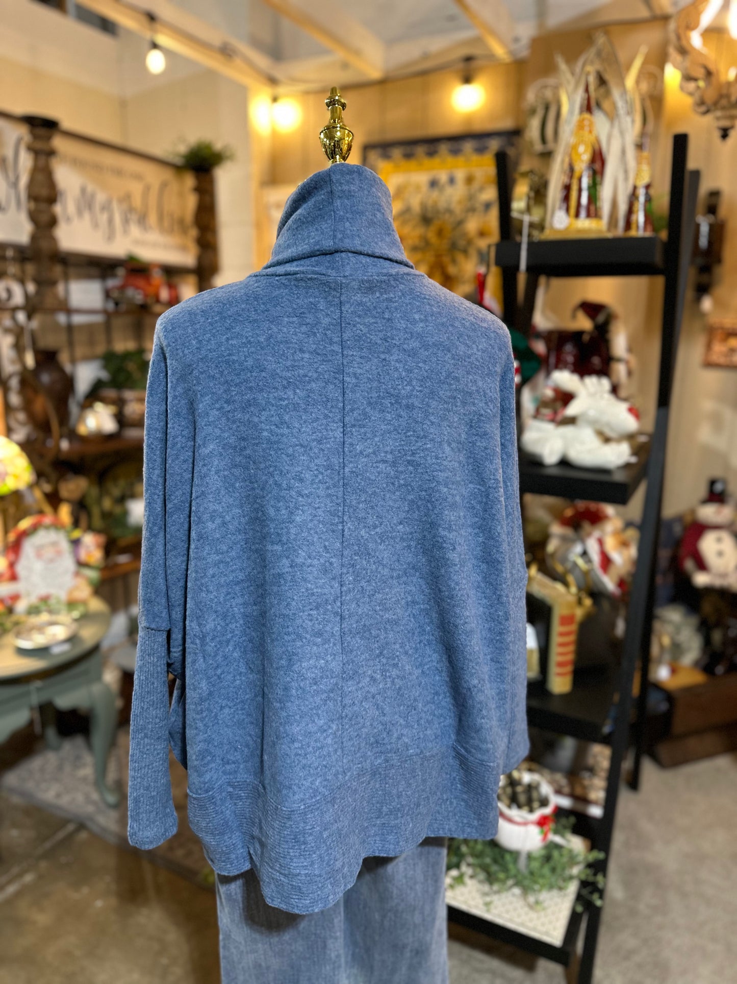 Zenana Hacci Turtleneck Sweater in Dusty Blue