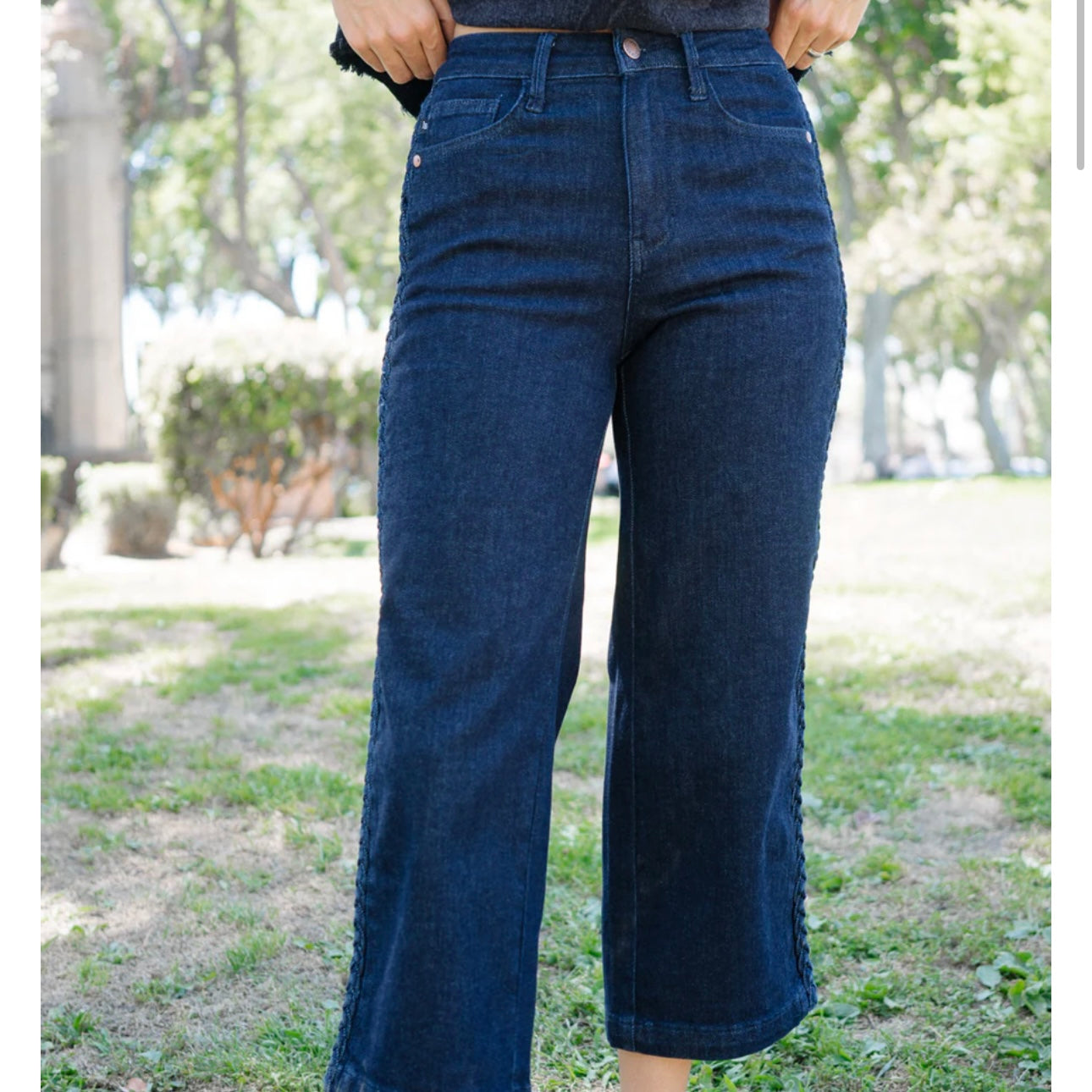 Judy Blue Braided Wide Crop
