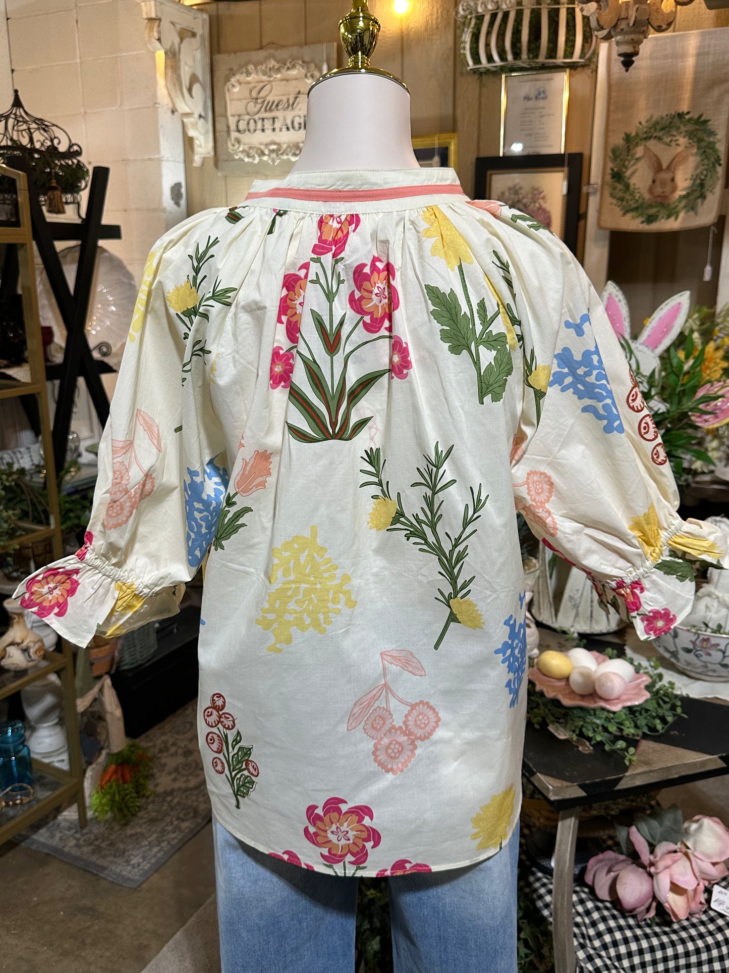 Umgee Cream Floral Top