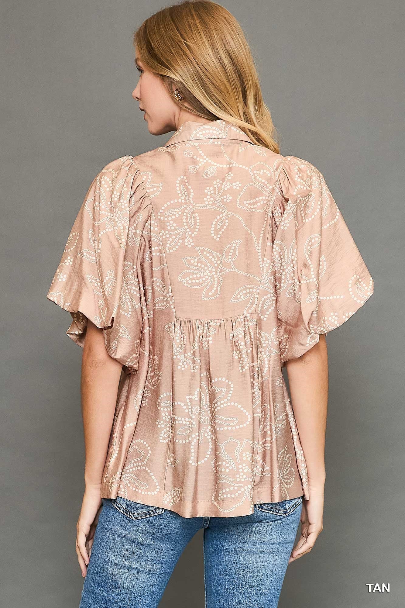 Umgee Tan Smocked Top