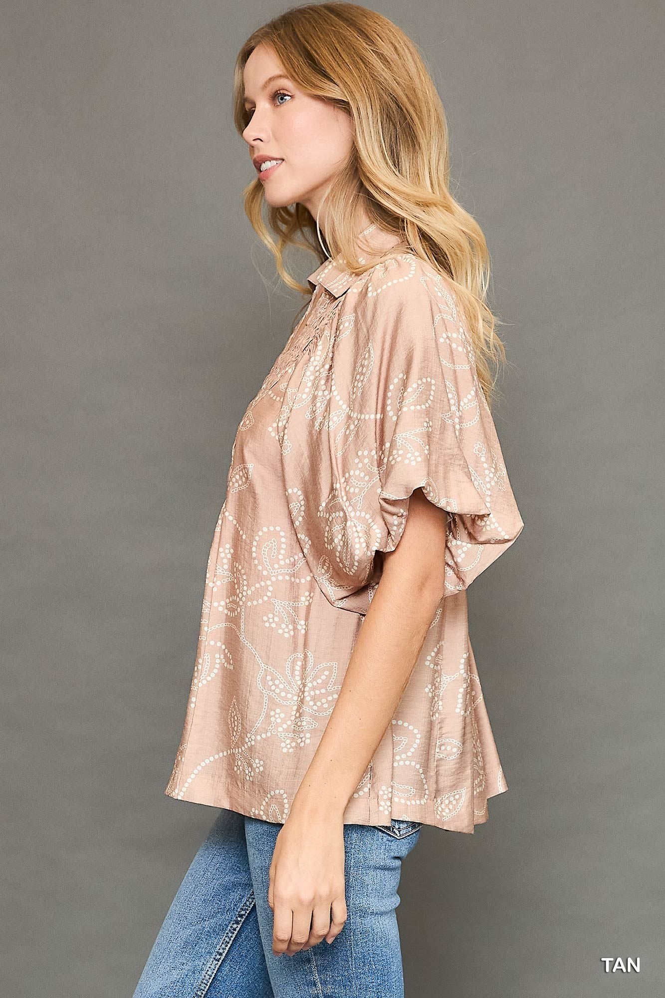 Umgee Tan Smocked Top