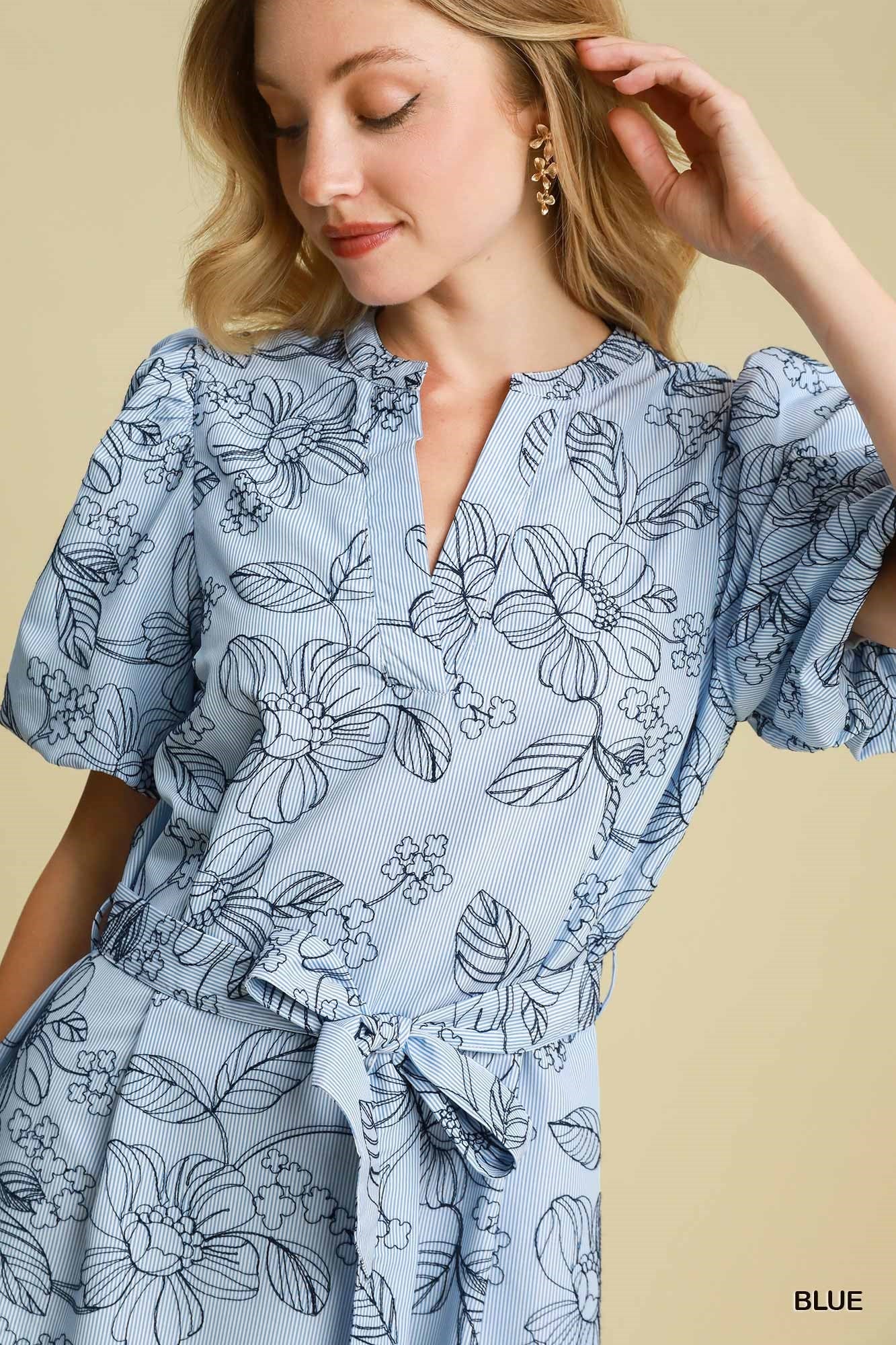 Umgee Floral Embroidered Dress