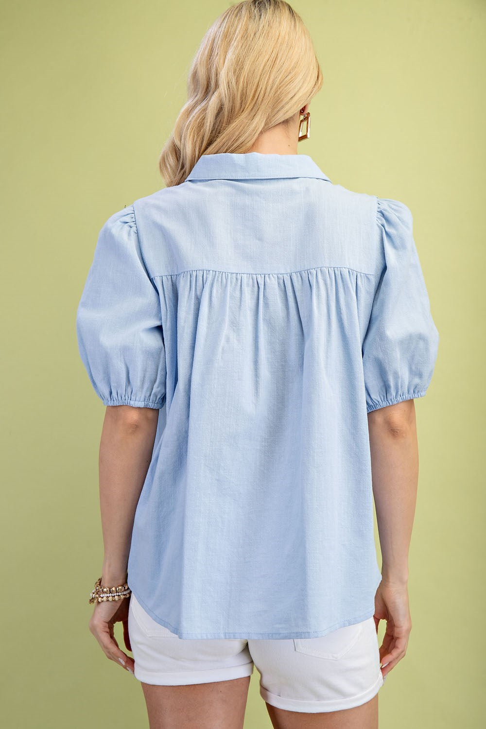 GiGiO Smocked Top in Light Blue