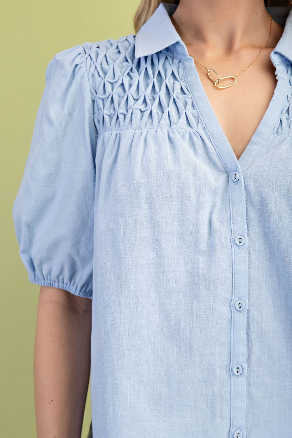 GiGiO Smocked Top in Light Blue