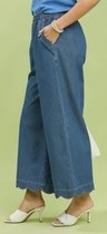 Umgee Chambray Scalloped Hem Pants