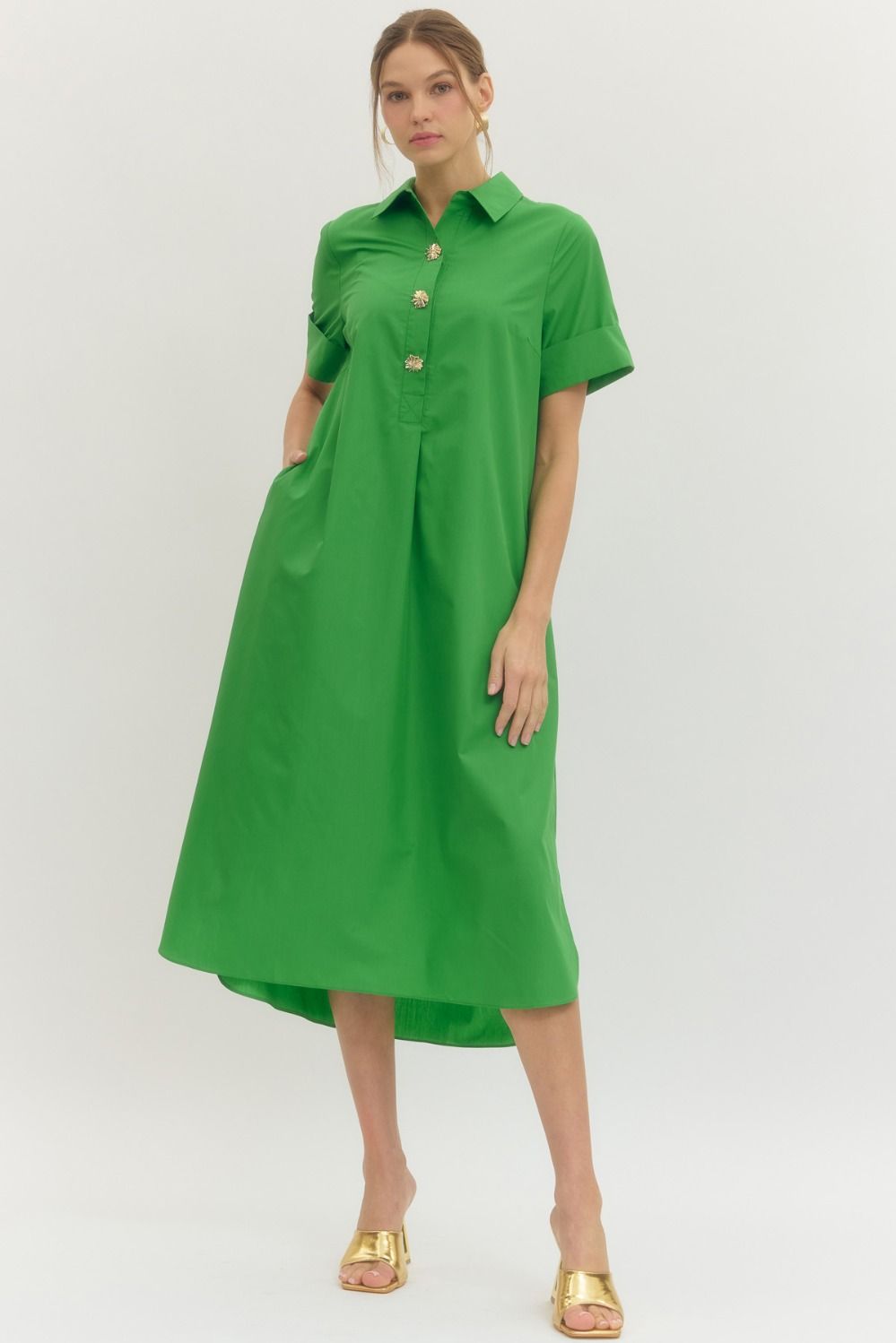 Entro Kelly Green Midi Dress – Wisteria Cottage