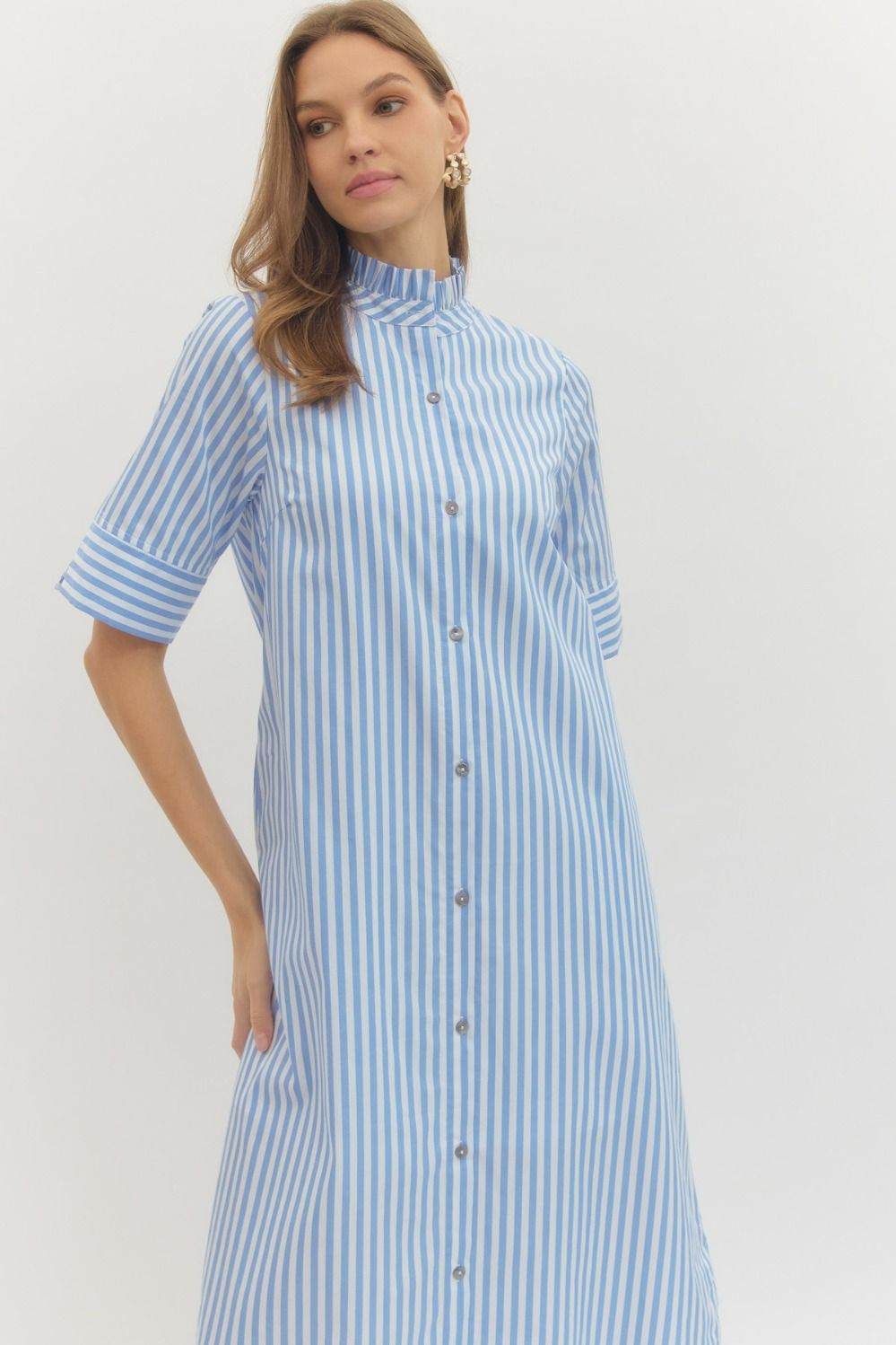 Entro Blue Stripe Midi Dress