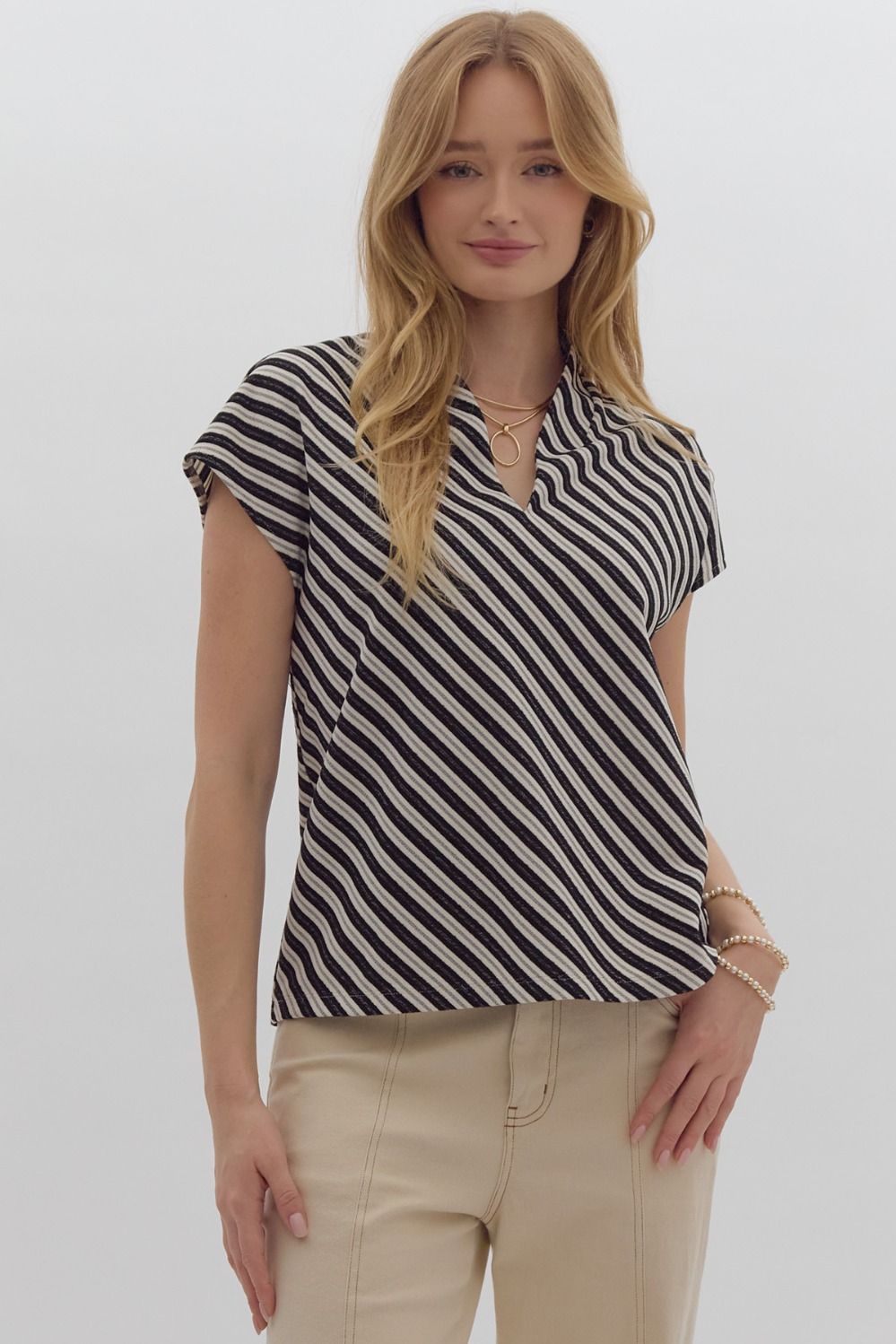 Entro Slanted Stripes Top