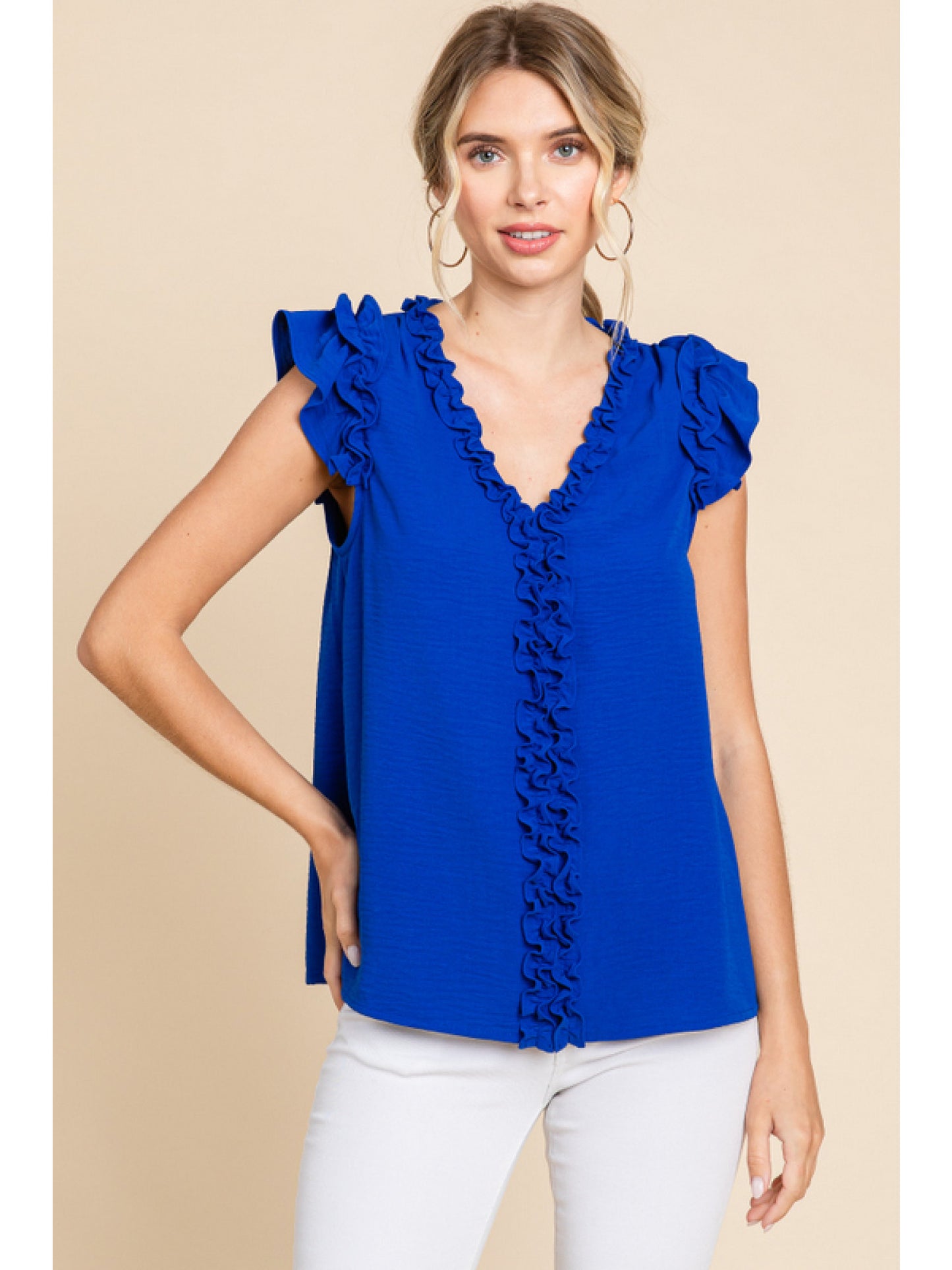 Jodifl Frill Top in Royal Blue