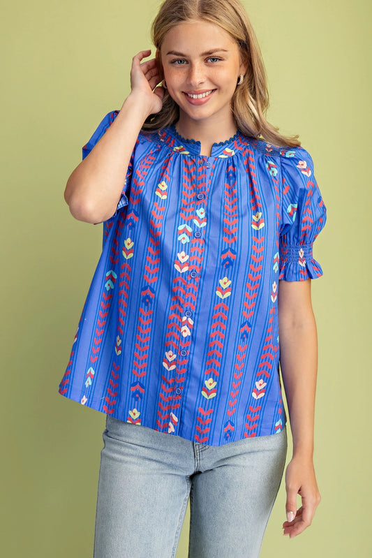 GiGiO Blue Vine Blouse