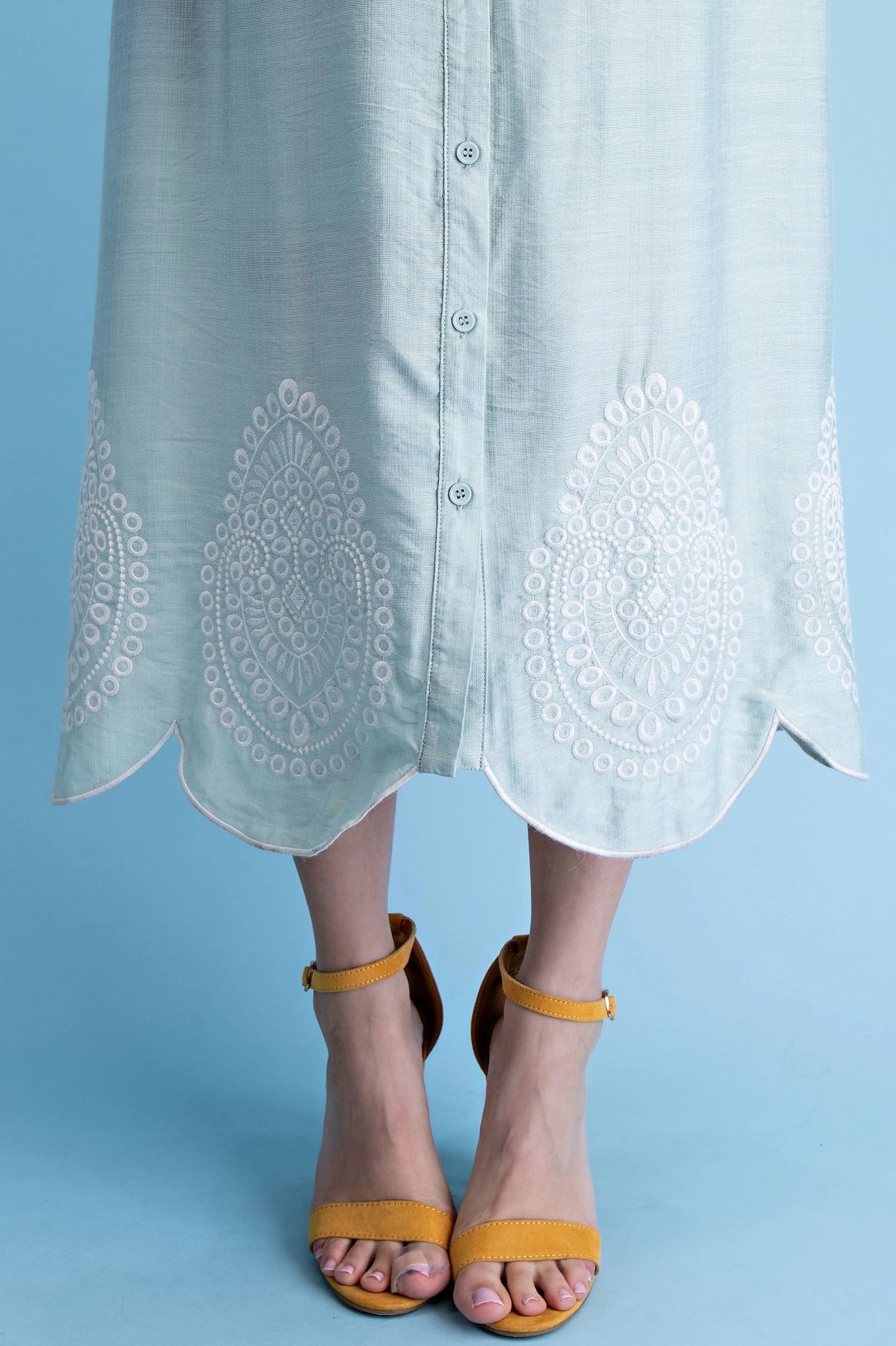 GiGiO Pistachio Embroidered Dress