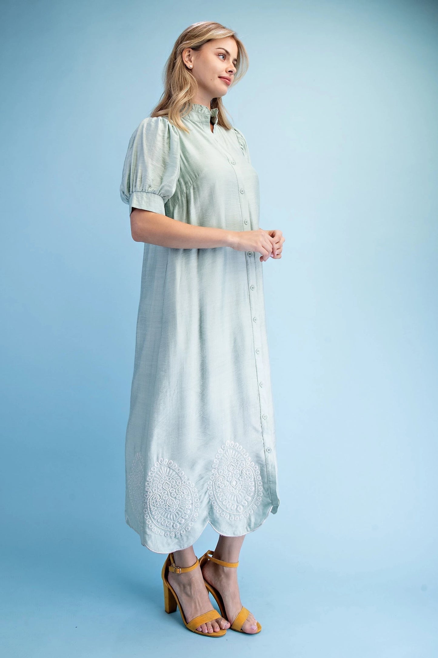 GiGiO Pistachio Embroidered Dress