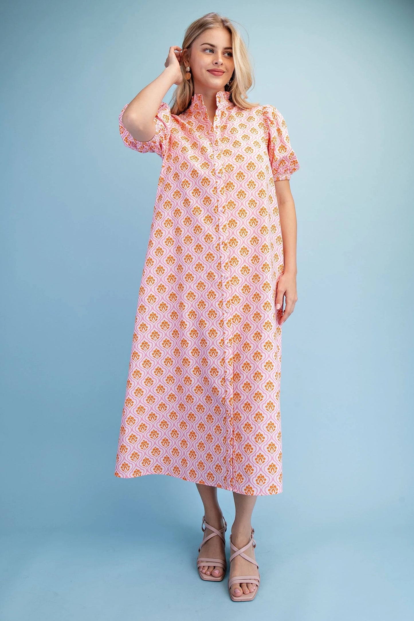 GiGiO Midi Dress in Pink/Orange