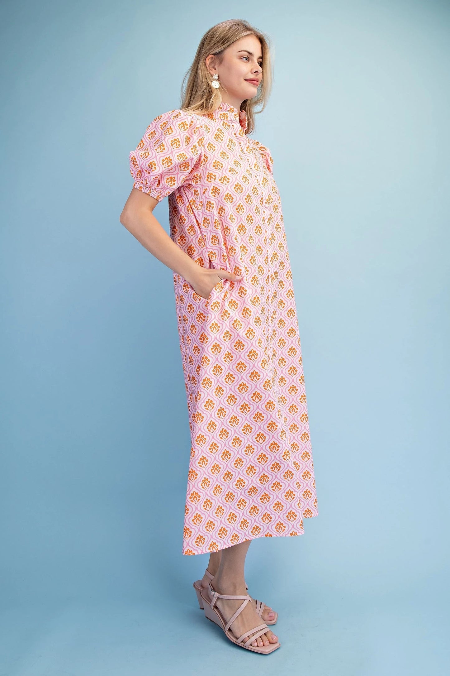 GiGiO Midi Dress in Pink/Orange