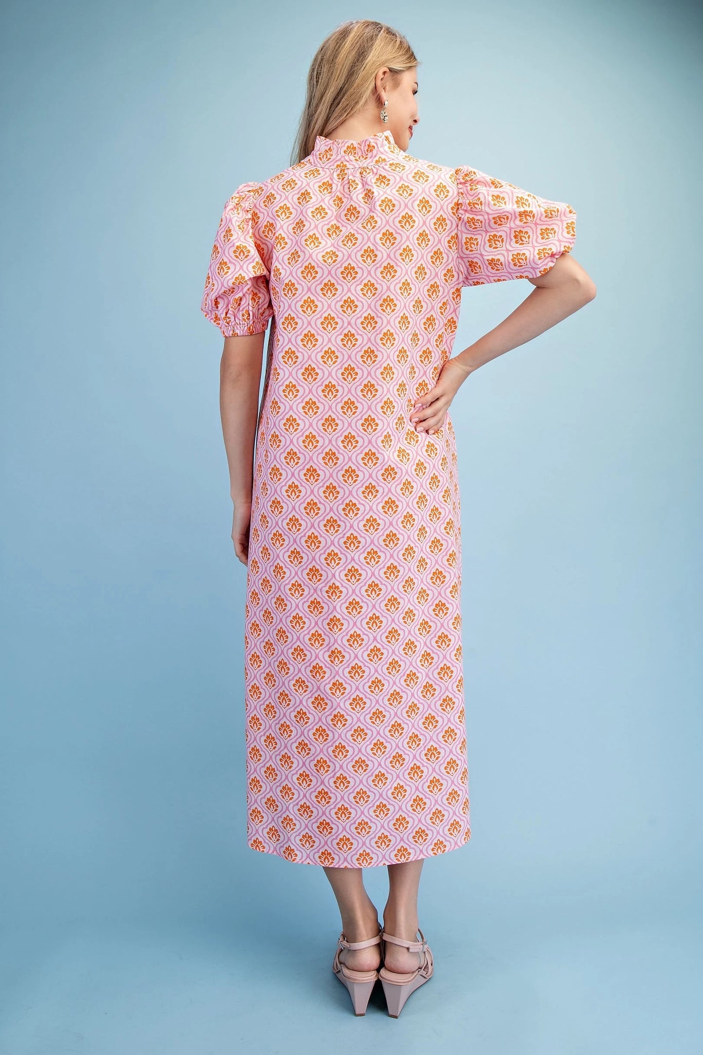 GiGiO Midi Dress in Pink/Orange