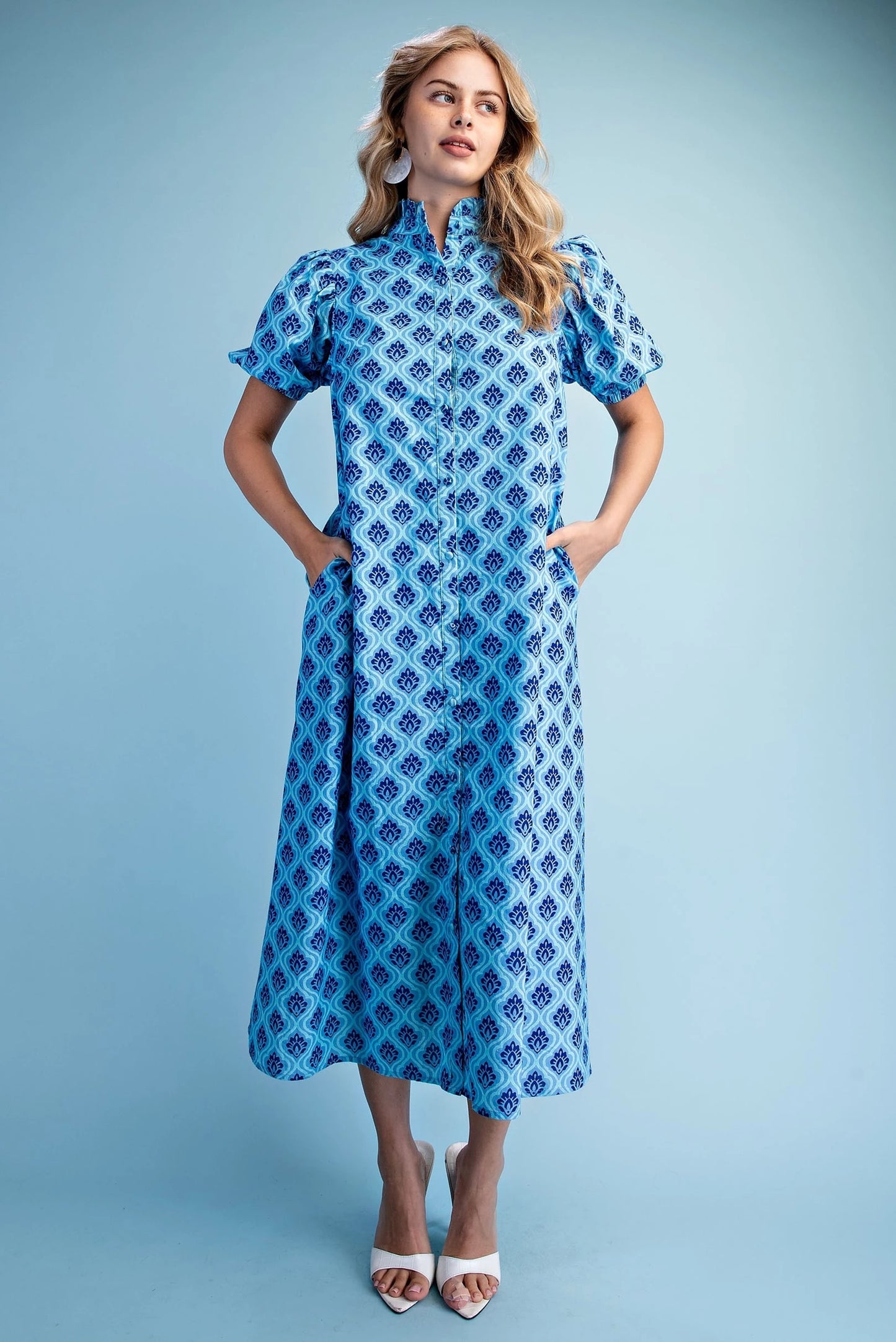 GiGiO Midi Dress in Blue/Navy