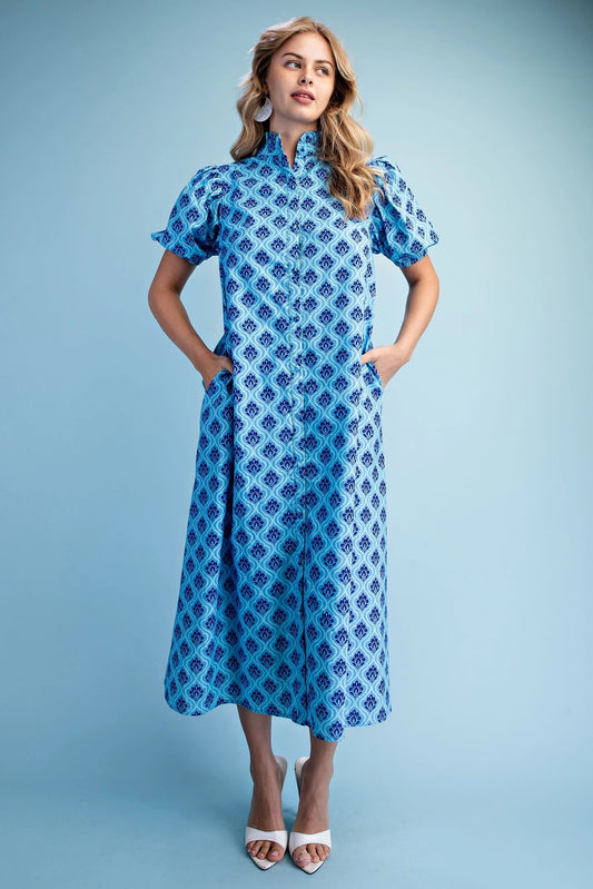 GiGiO Midi Dress in Blue/Navy