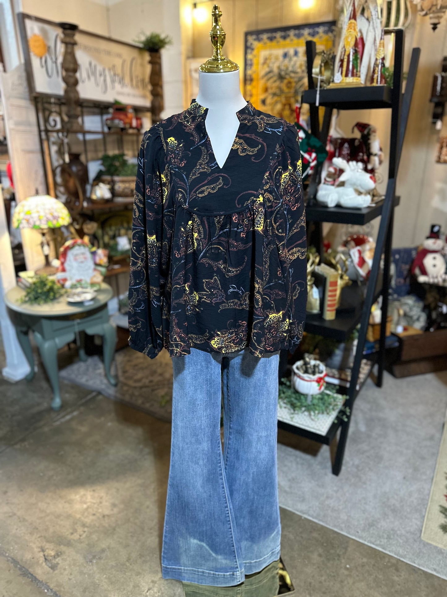 Umgee Mix Paisley Print Boho Blouse