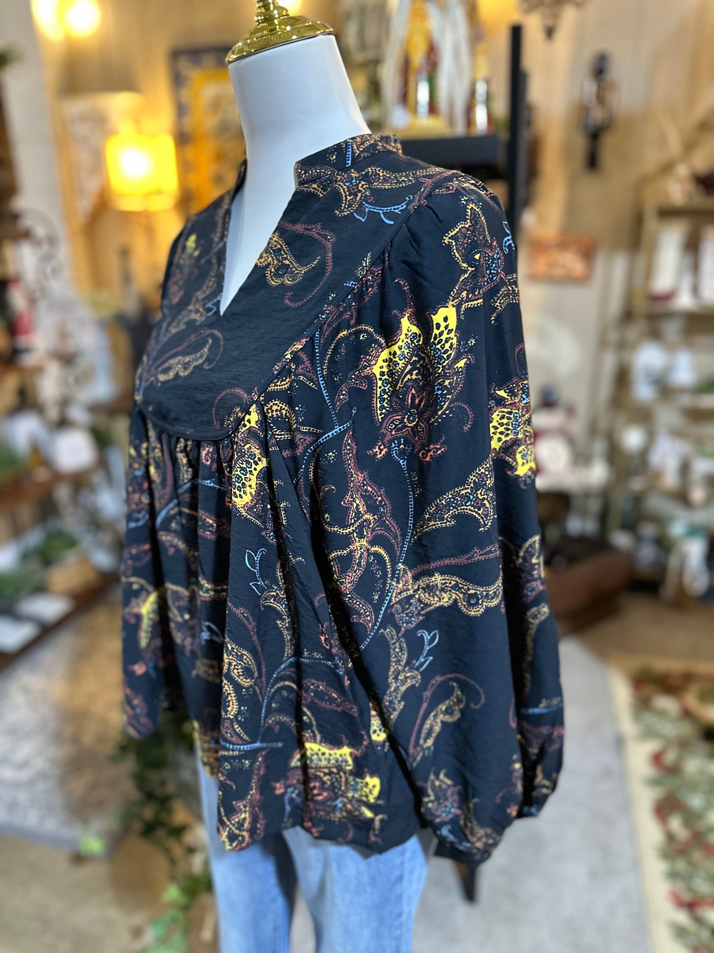 Umgee Mix Paisley Print Boho Blouse