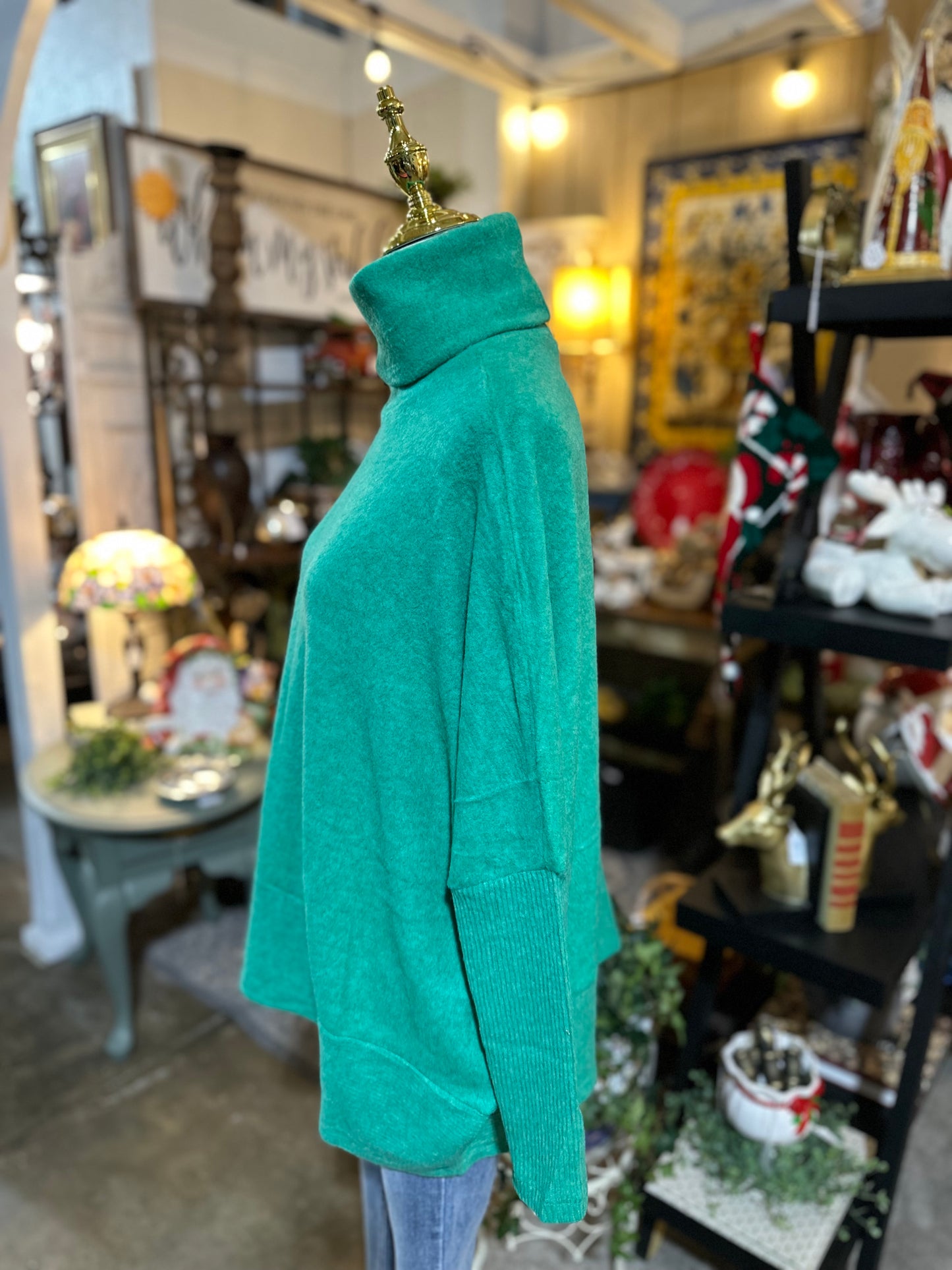 Zenana Hacci Turtleneck Sweater in Kelly Green