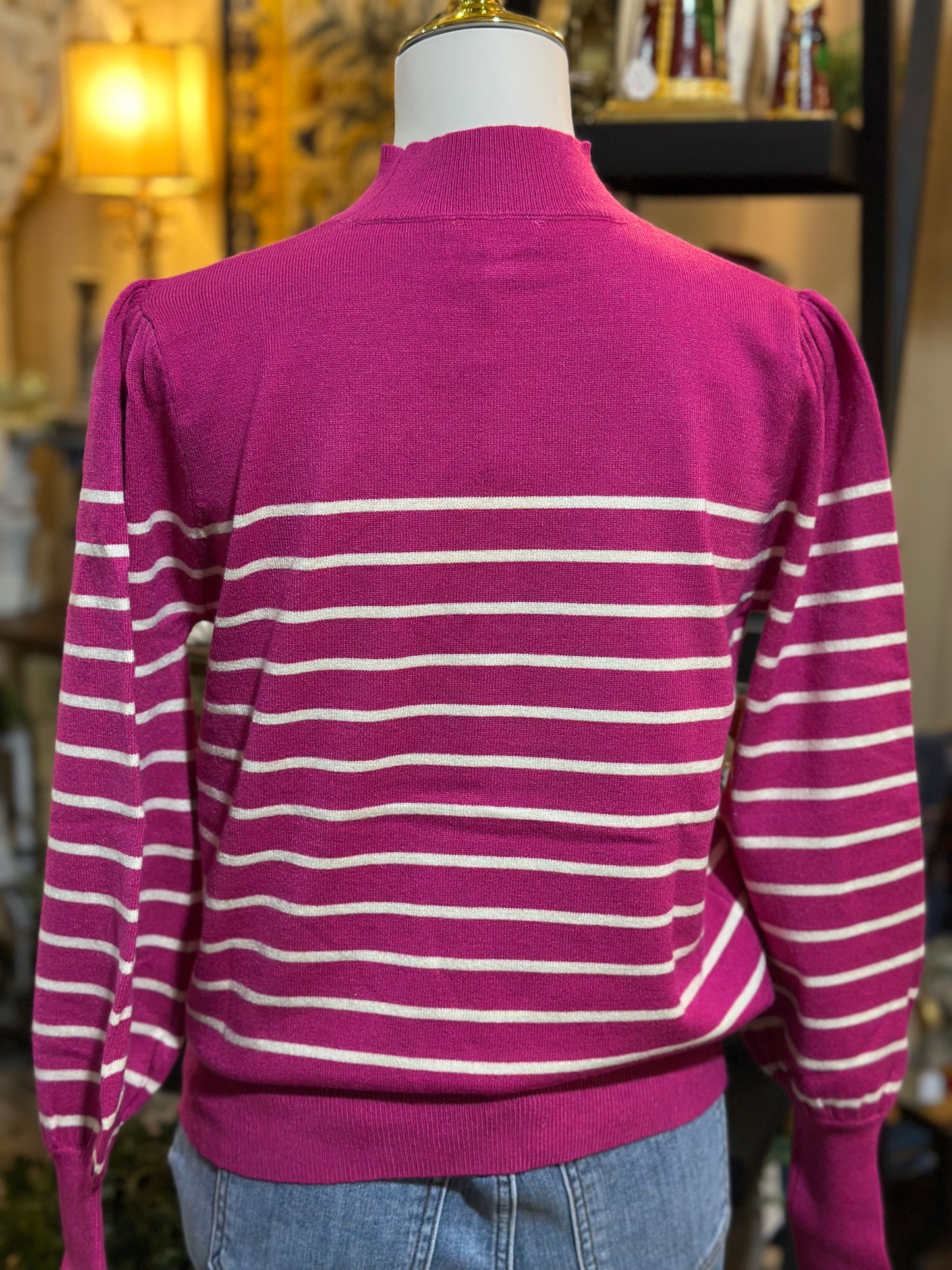 Umgee Mock Neck Sweater in Magenta
