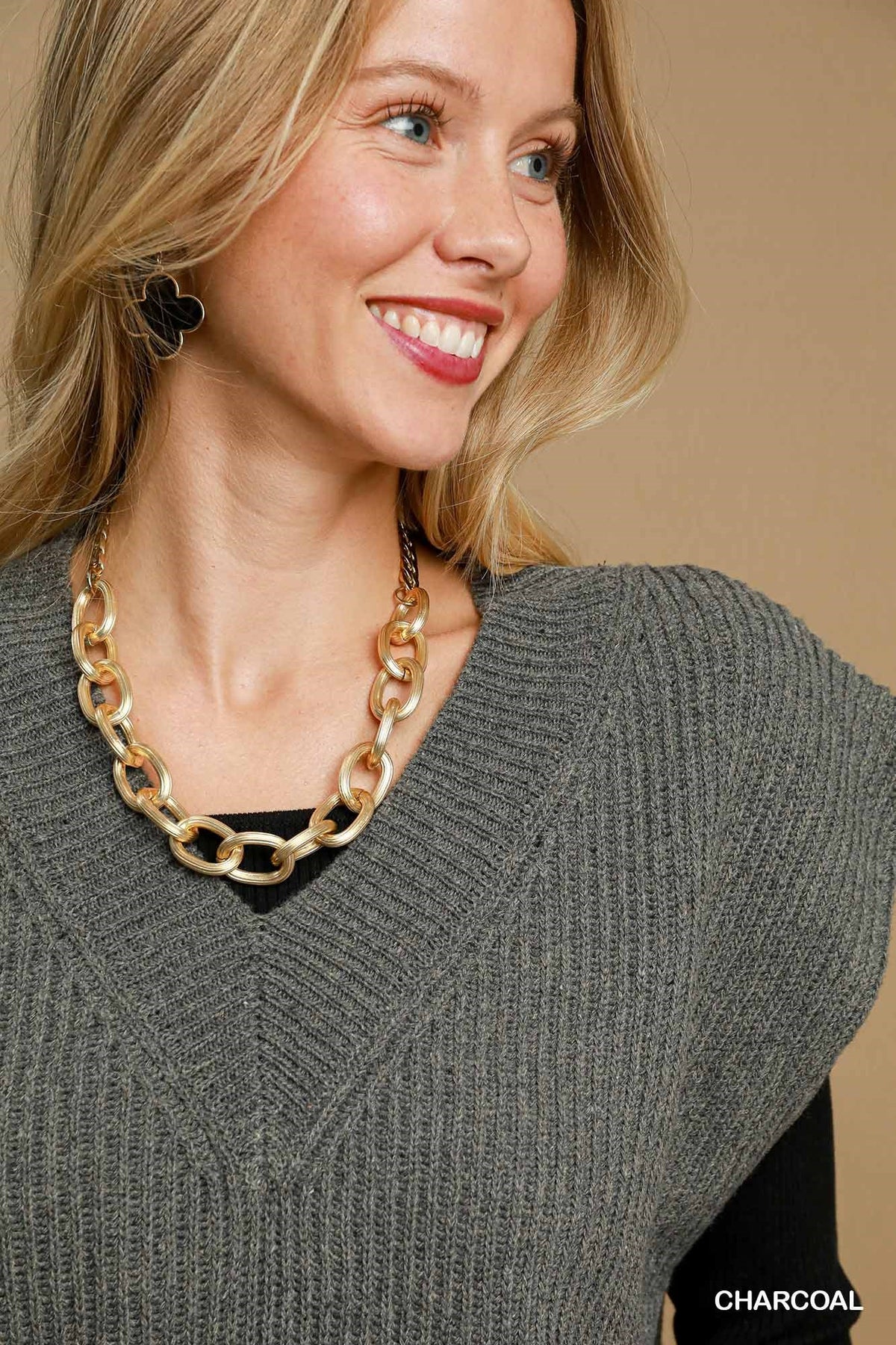 Umgee Oversized V Neck Vest