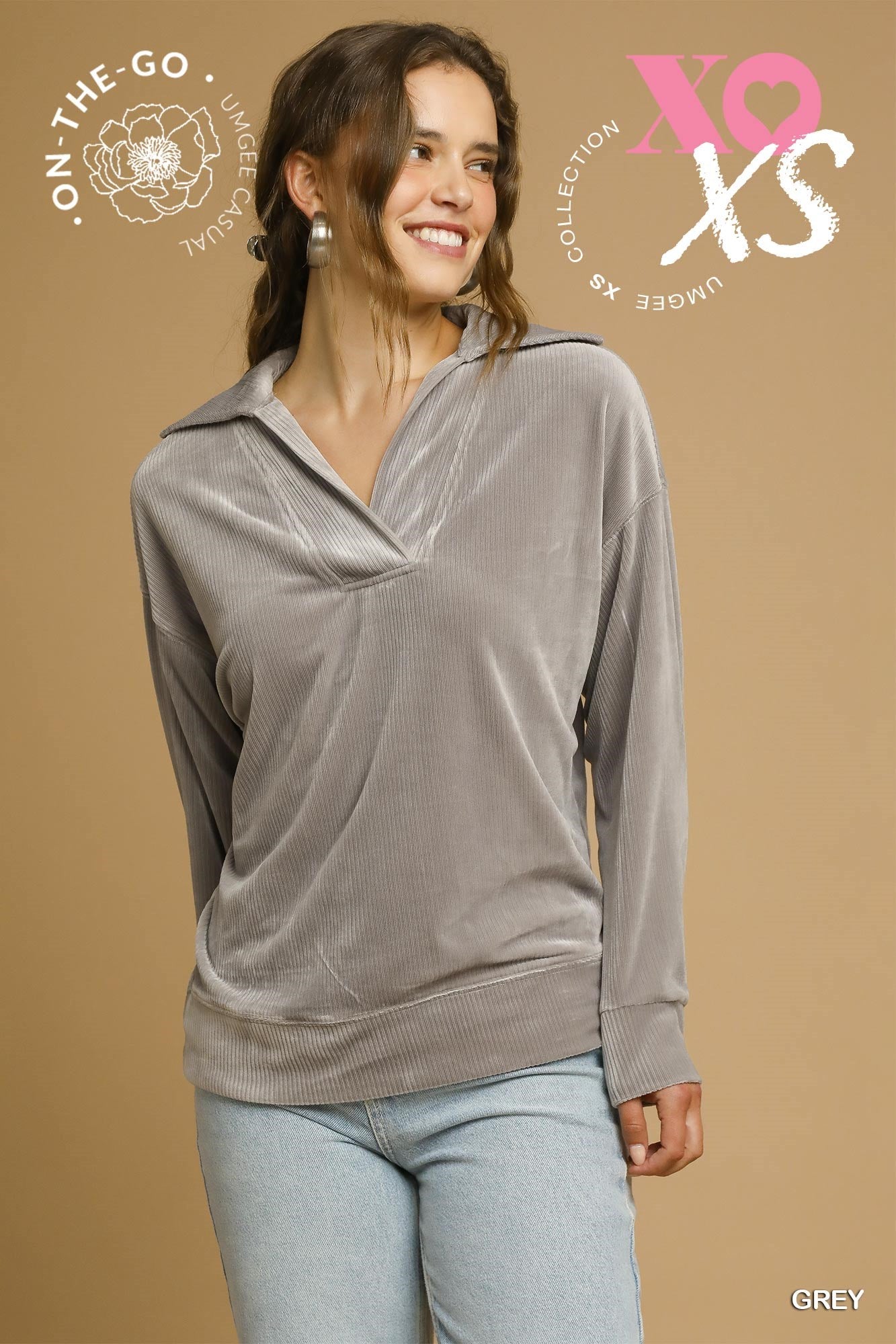 Umgee Soft Thermal Collared Top